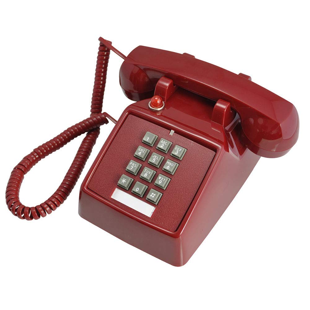 **Vintage Rotary Dial Retro Trim Phone - Corded Landline Telephone for Home, Office & Hotel (Red) | Classic Design for Bedside, Bathroom, Stairs & Corridor Use**