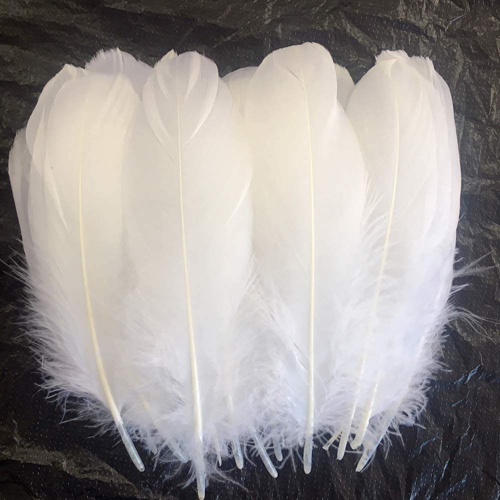 Premium 100-Pack Natural White Goose Feathers for Clothing Accessories, DIY Crafts, Costumes & Home Decor - Soft, Lightweight & Versatile