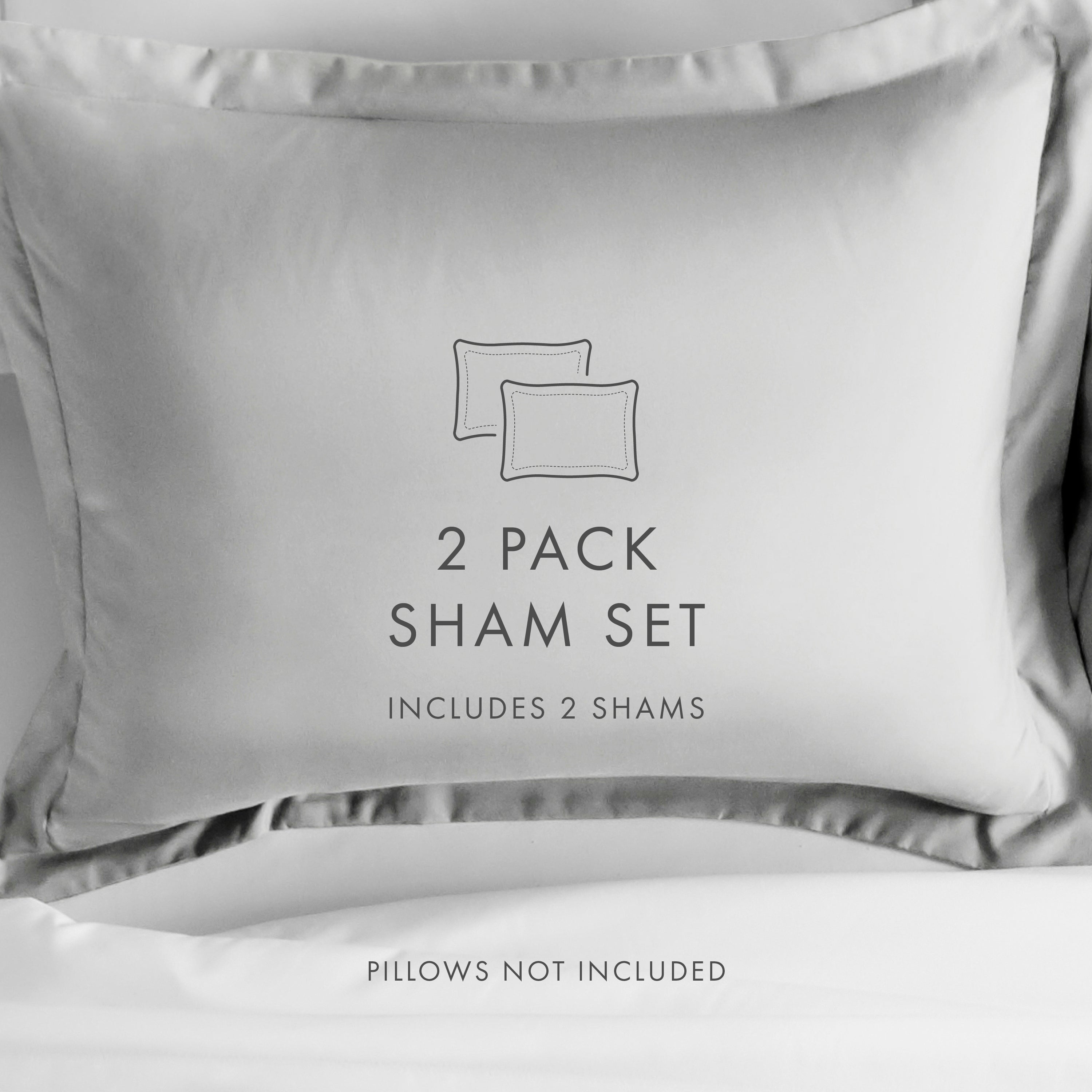 2 Piece Pillow Sham Set - Soft & Breathable Cotton Pillow Covers for Bedroom Decor - Perfect for Queen & King Size Beds (White, Beige, Gray) - Ideal for Home, Hotel & Airbnb Styling