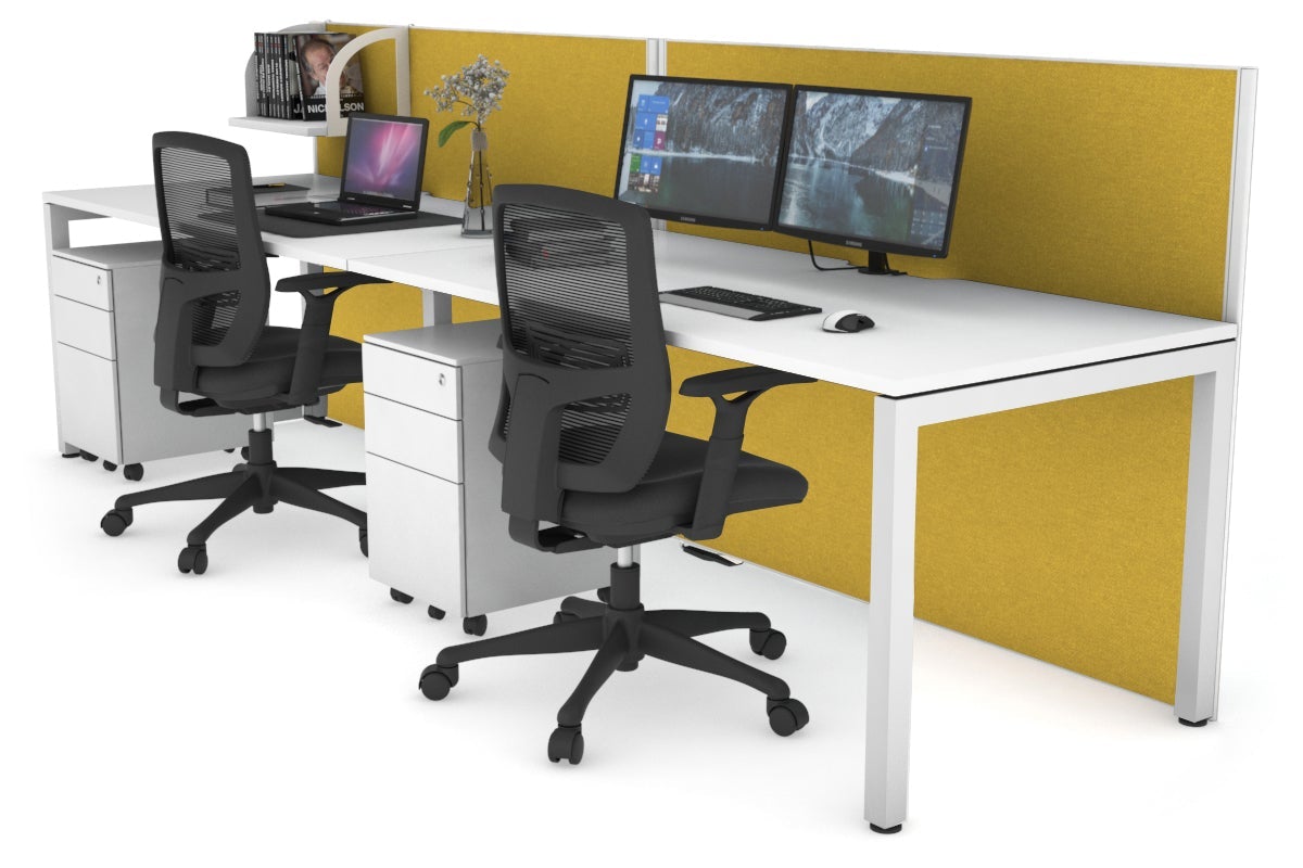 Horizon Quadro 2 Person Office Workstation with Square Legs - 1600L x 800W Desk with Cable Management Scallop - Perfect for Shared Workspaces & Collaborative Office Environments