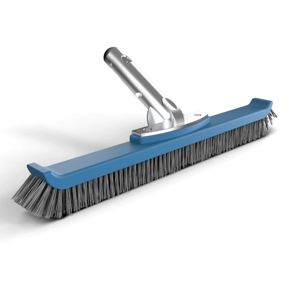 Heavy Duty Pool Brush Head for Inground Swimming Pools - Industrial Grade Stiff Bristles with Reinforced Aluminum Frame - Perfect for Concrete, Tile & Gunite Surfaces - Not for Vinyl Pools - Ideal for Professional Cleaning & Tough Stain Removal