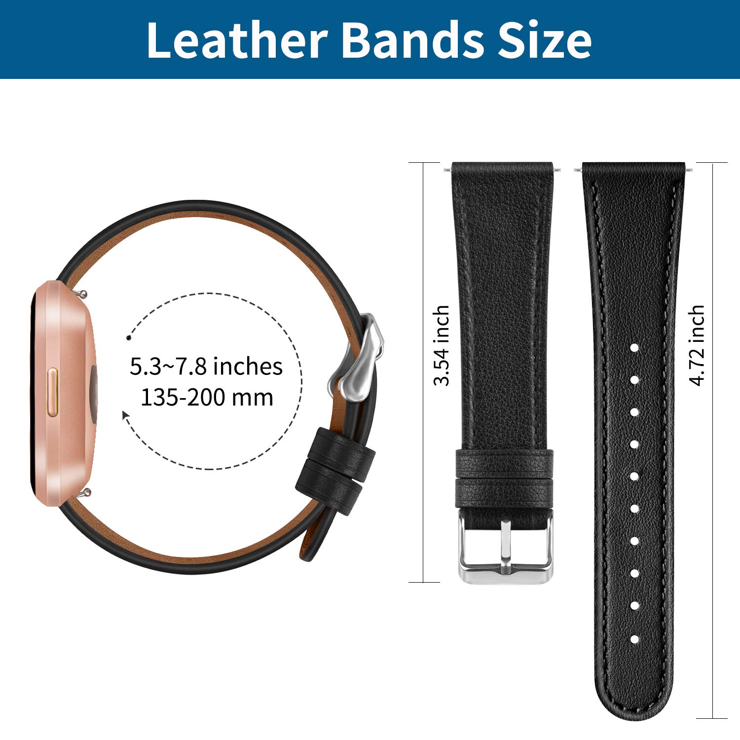 Premium Genuine Leather Bands for Fitbit Versa 2/Versa/Versa Lite - Replacement Watch Strap for Women & Men | Comfortable & Durable Fitness Tracker Accessory for Workouts, Office & Everyday Wear
