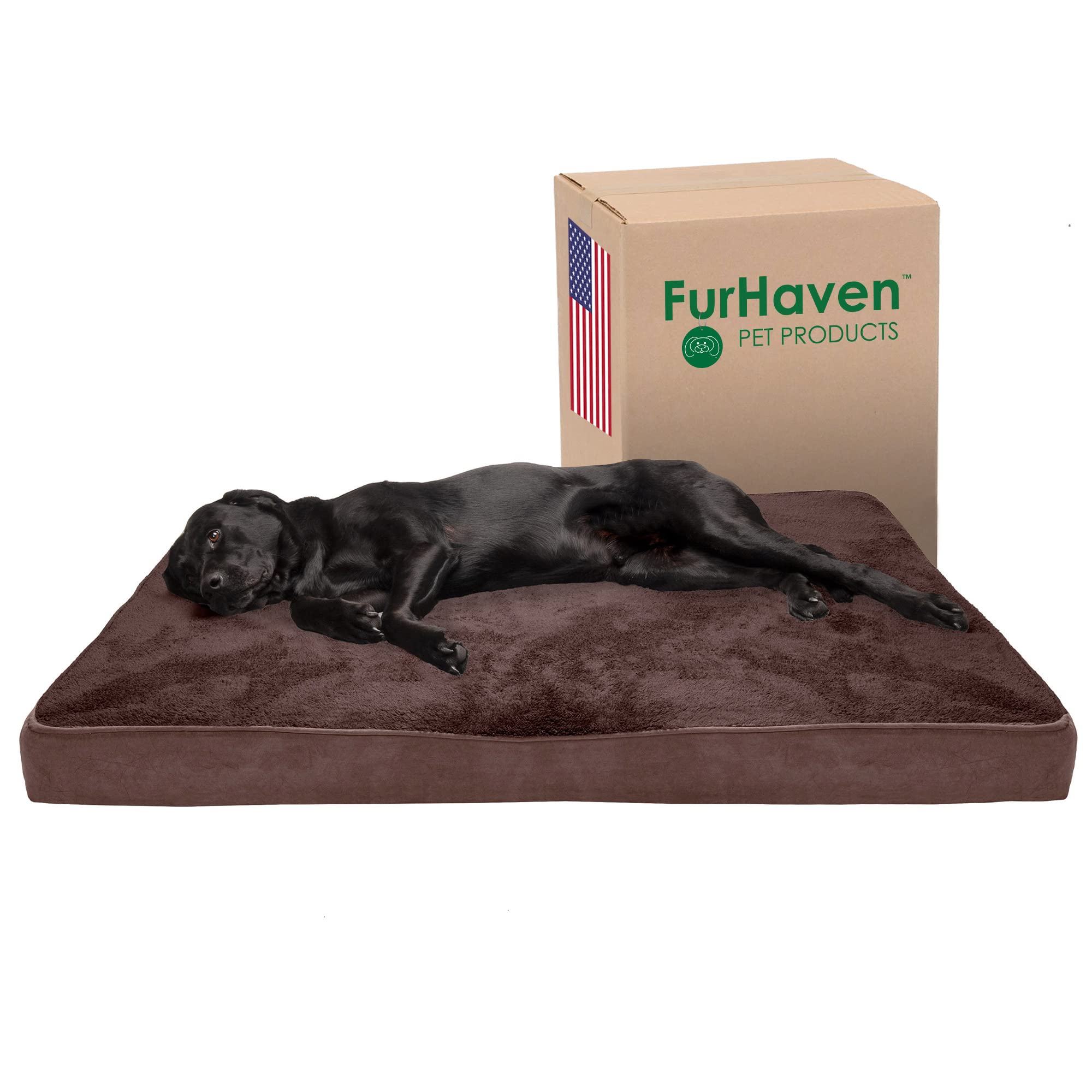Furhaven Orthopedic Memory Foam Dog Bed for Large Dogs up to 125 lbs - Washable Removable Cover - Terry & Suede Mattress - Espresso Color - Jumbo Plus/XXL Size - Perfect for Living Room, Bedroom or Pet Crate Comfort