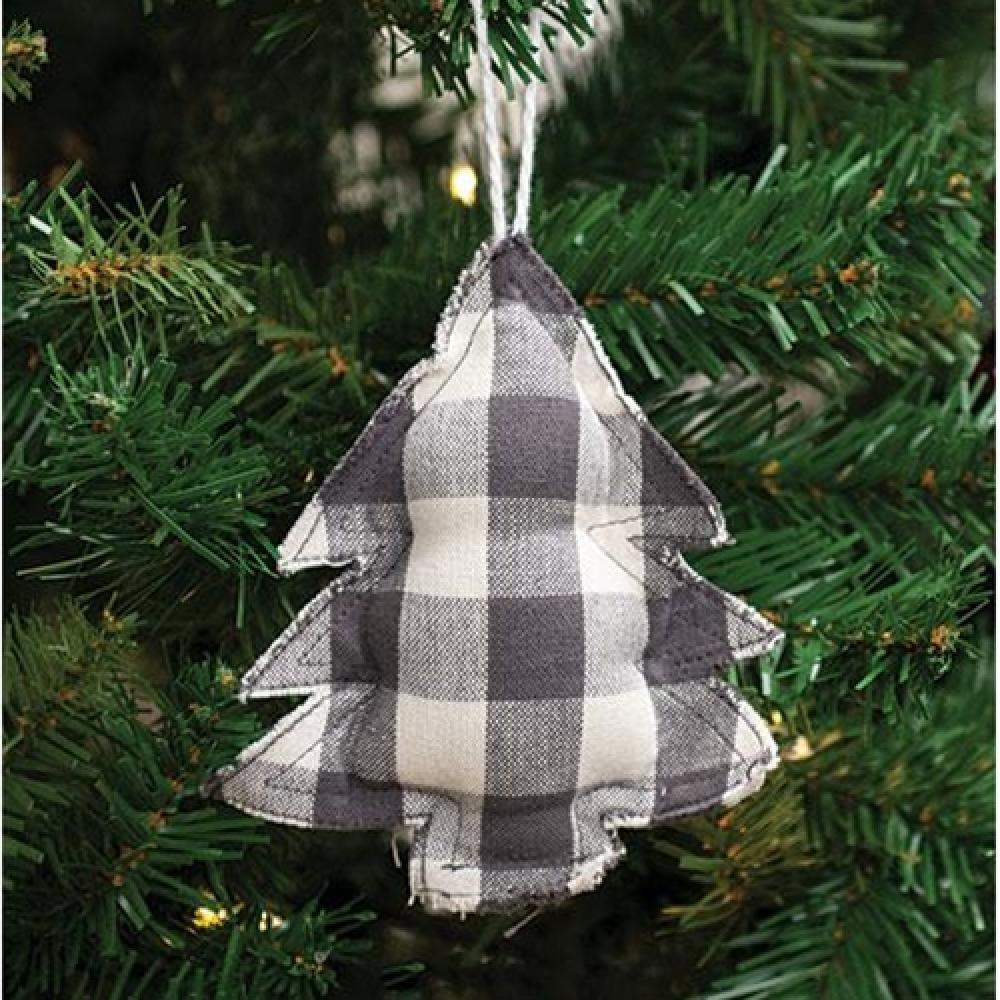 Gray Check Christmas Tree Ornament - Elegant Holiday Decoration for Xmas Tree, Home, Office & Party Decor | Perfect for Christmas, Winter Celebrations & Festive Gatherings