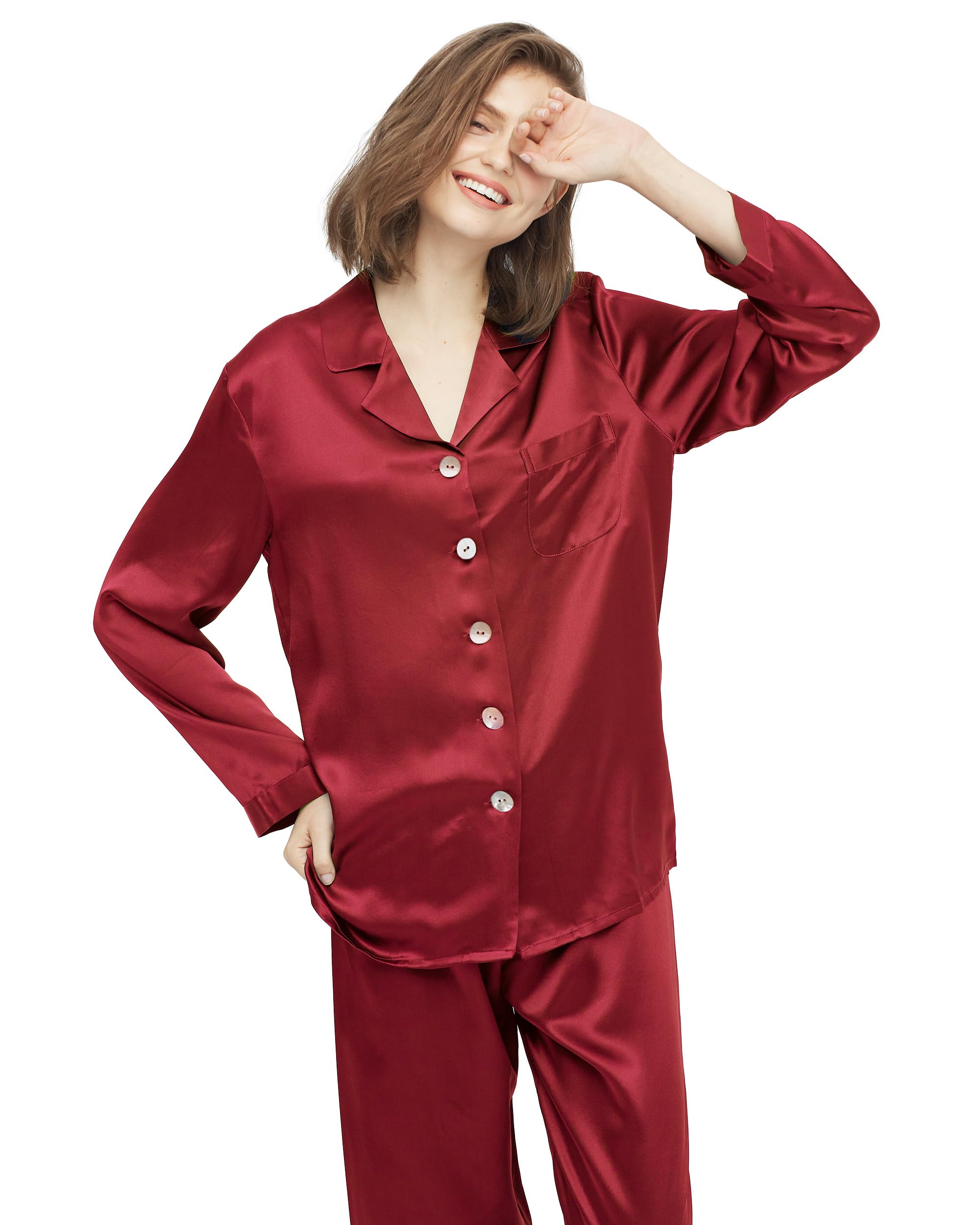 Luxury 100% Mulberry Silk Pajamas for Women - 22 Momme Pure Full Length Long Silk Nightwear | Elegant Sleepwear for Comfortable Nights & Relaxing at Home