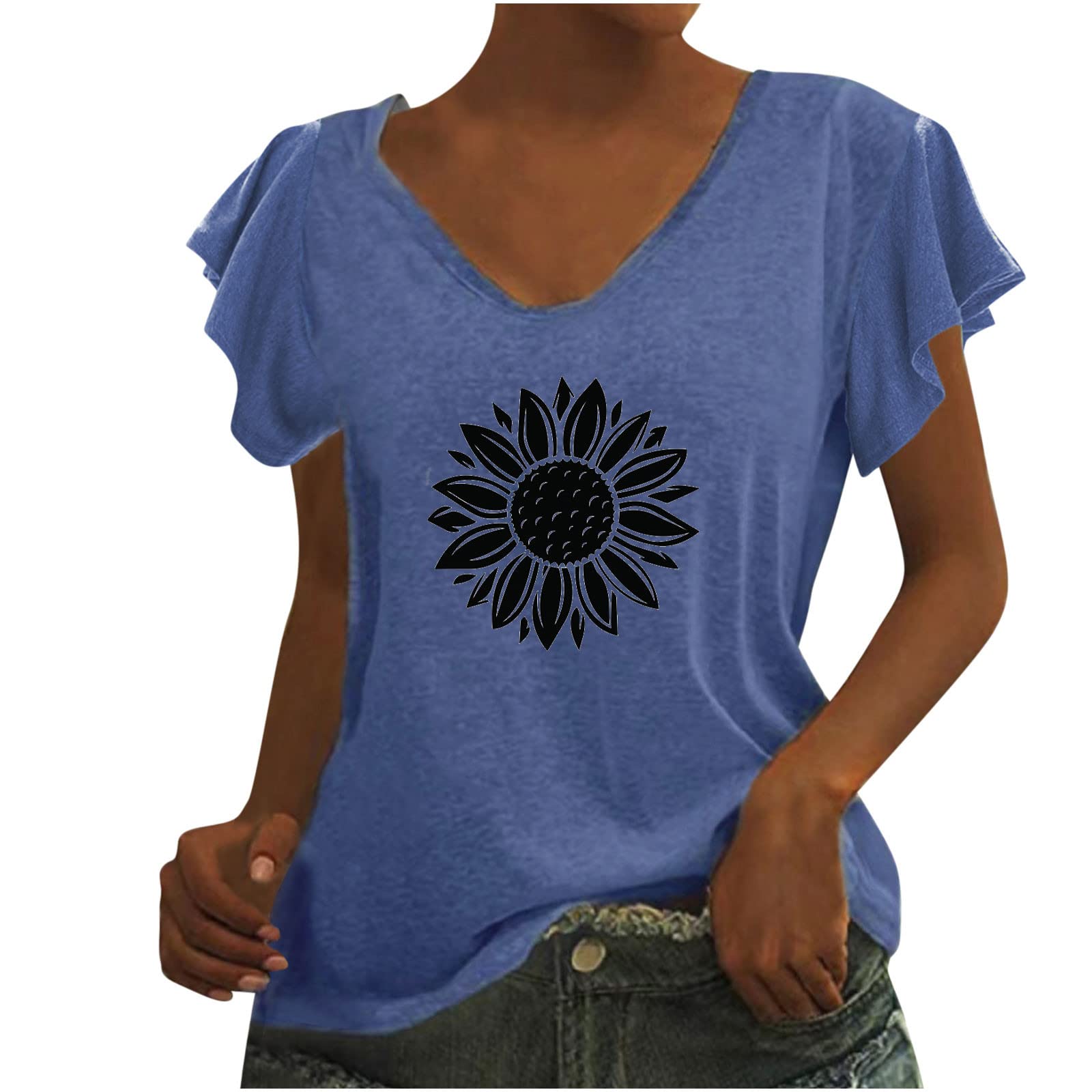 Women's Summer Casual Tunic Tops - Short Sleeve V-Neck Blouse Shirts for Ladies | Perfect for Beach, Office & Everyday Wear