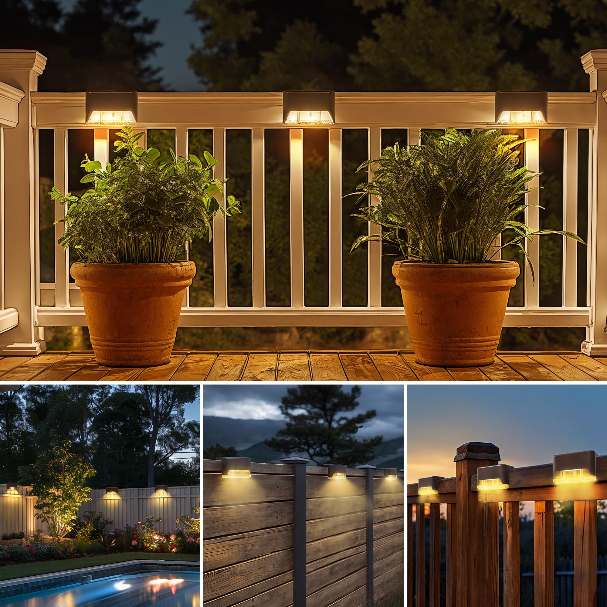 Otdair Solar Deck Lights - 16 Pack Waterproof LED Outdoor Step Lights for Stairs, Yard, Patio, Pathway & Garden - Warm White Lighting for Nighttime Safety & Ambience