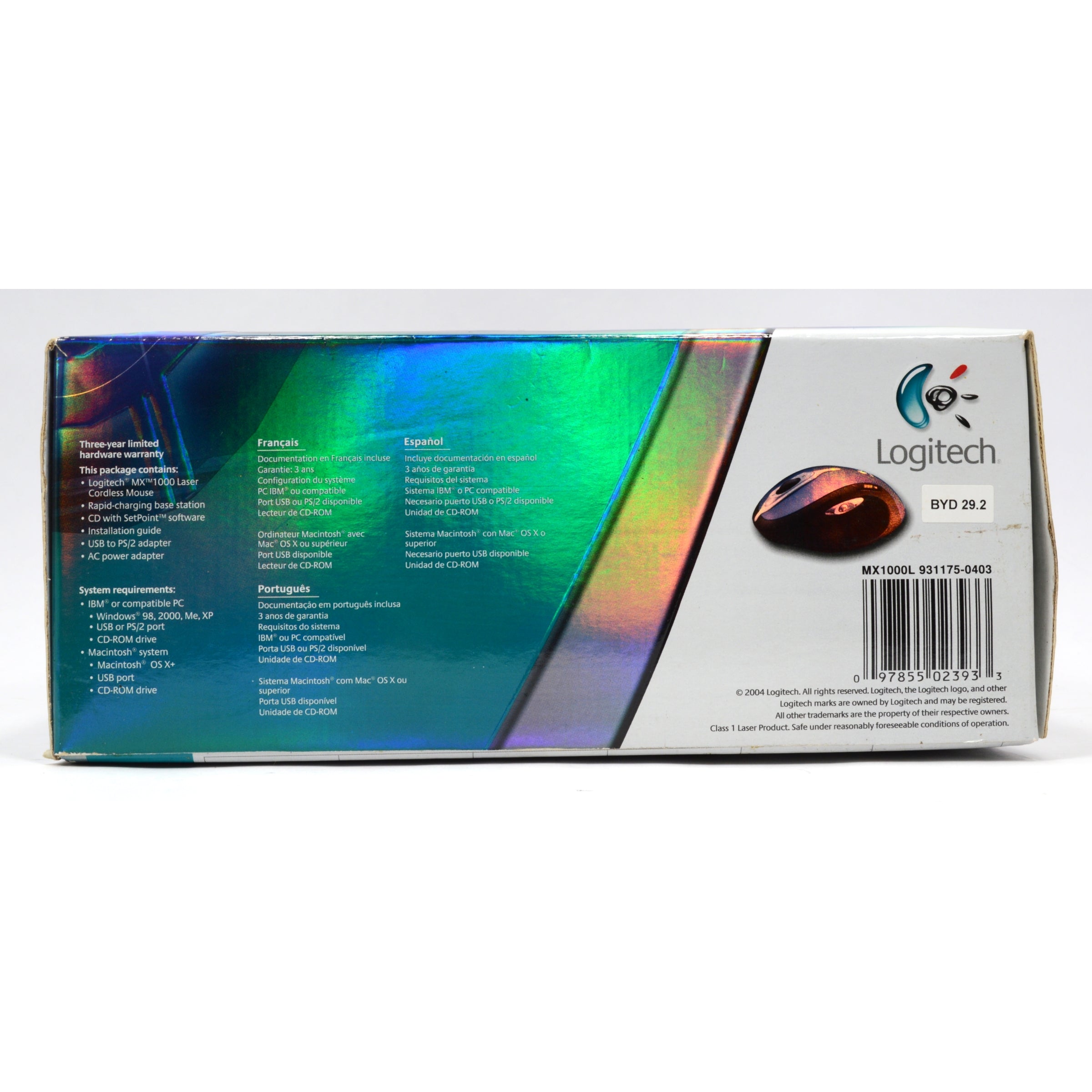Logitech MX1000 Wireless Laser Mouse - Brand New in Factory Sealed Box, USB PC Compatible for Office Work & Gaming