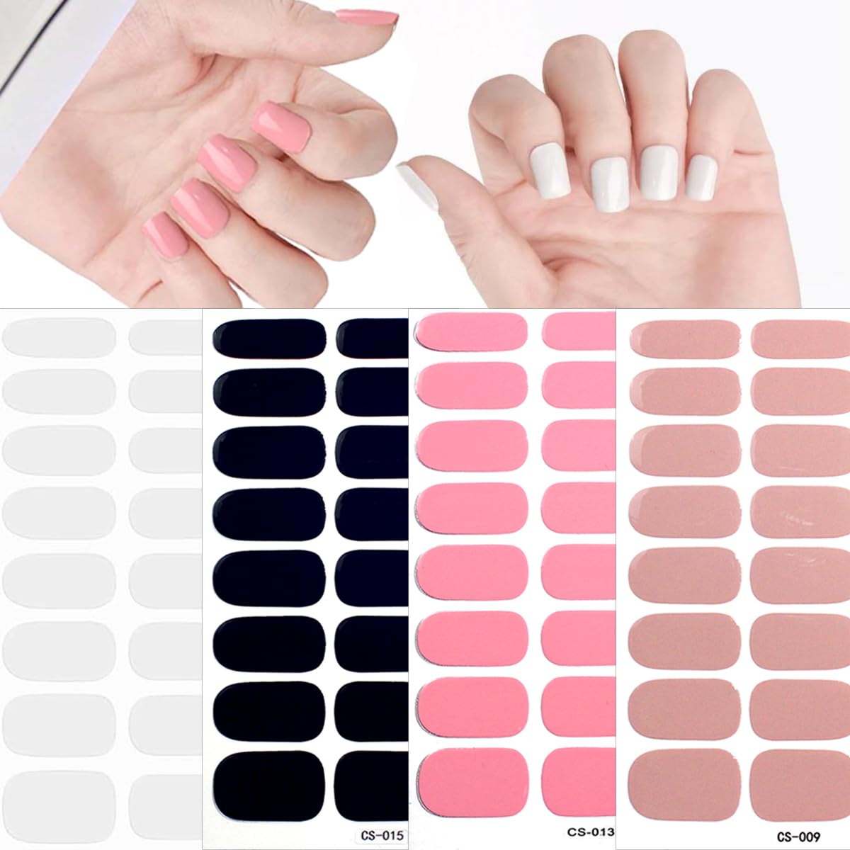NEWSPIED 8 Sheets Gel Nail Strips - Self Adhesive Nail Stickers with Gradient, Glitter & Solid Colors - Full Nail Wraps for Women Manicure - Perfect for Parties, Weddings & Everyday Nail Art Accessories