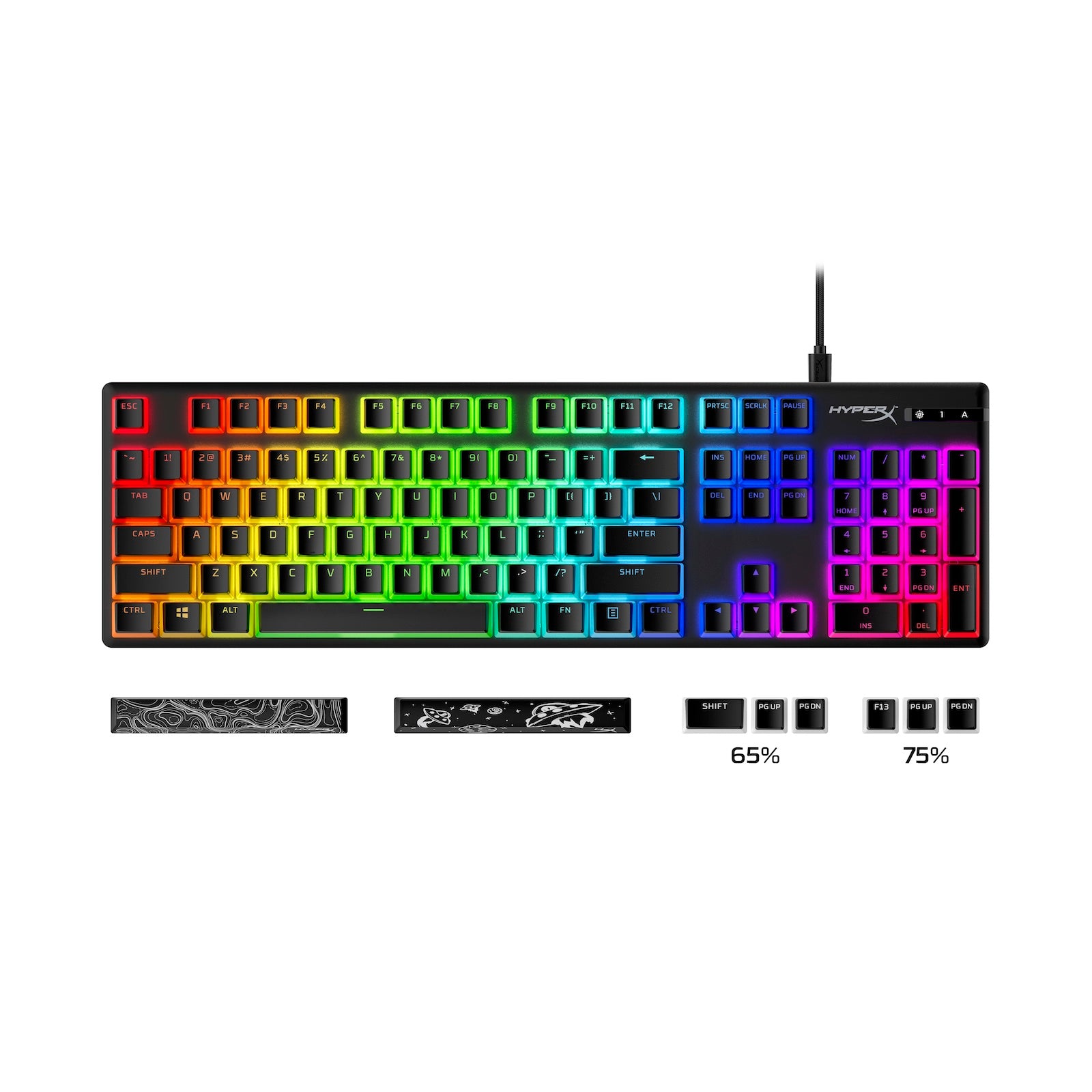 HyperX Pudding Keycaps 2 - Full 104/105 Key Set - PBT Double-Shot Keycaps for Mechanical Keyboards - Perfect for Gaming, Typing & Custom PC Builds