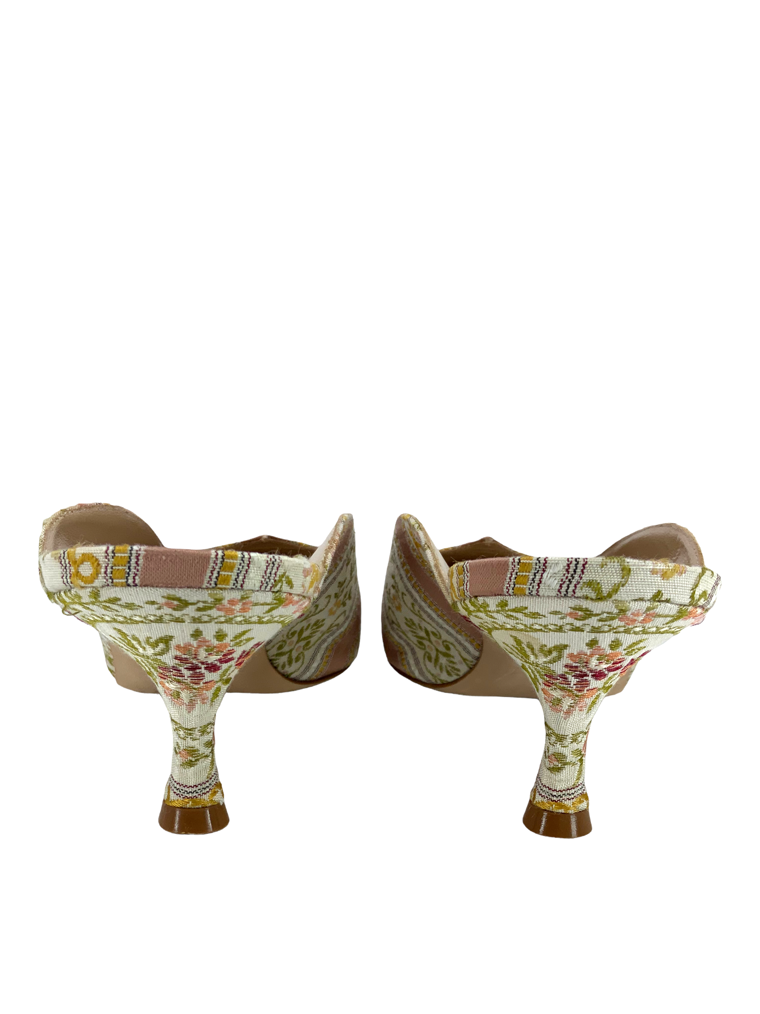 Manolo Blahnik Floral Embroidered Mules - Women's Size 11 | Luxury Designer Slip-On Shoes for Weddings, Parties & Special Occasions