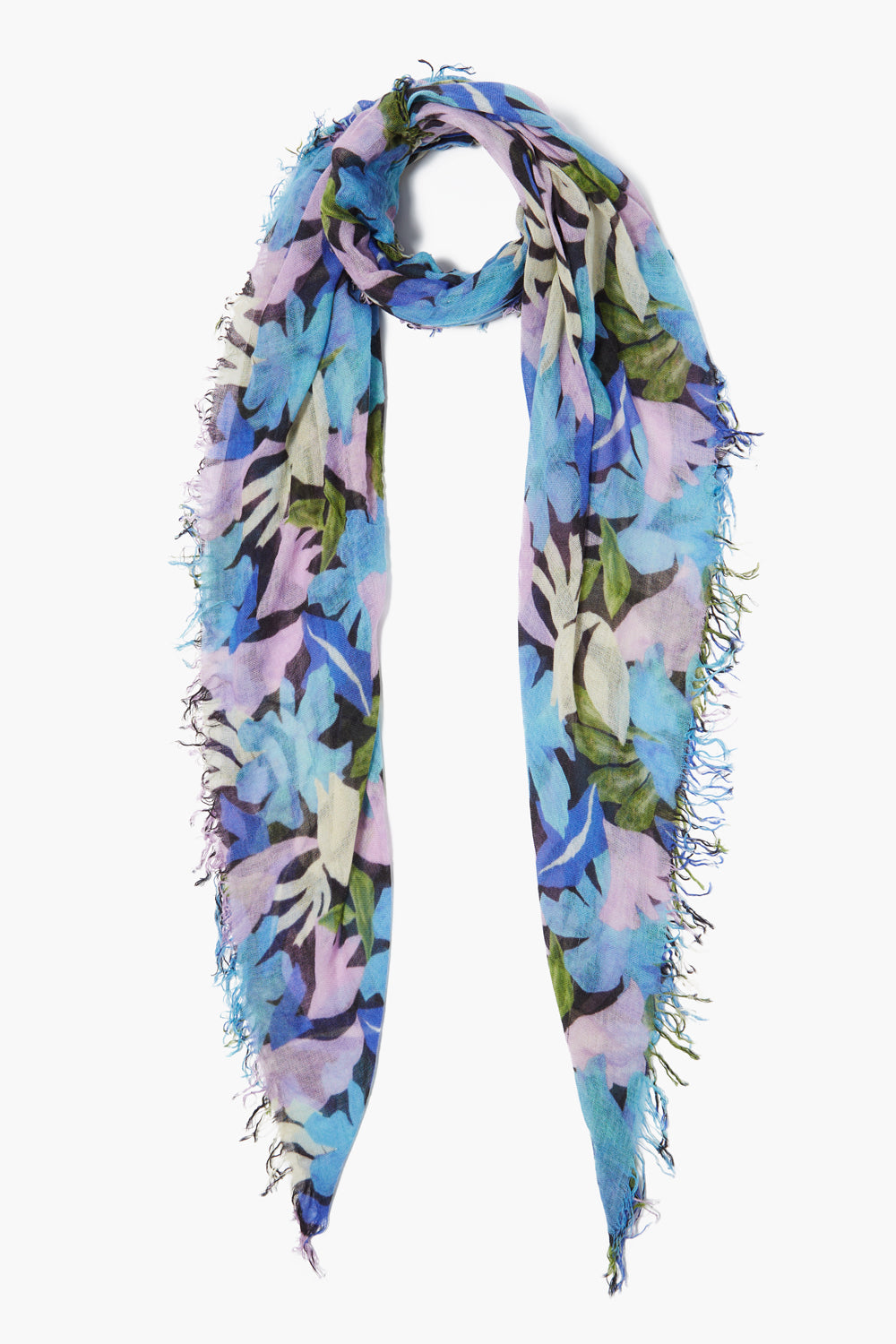 Luxury Cashmere Silk Scarf - Elegant Blue Floral Print Fashion Accessory for Women | Perfect for Parties, Weddings & Office Wear