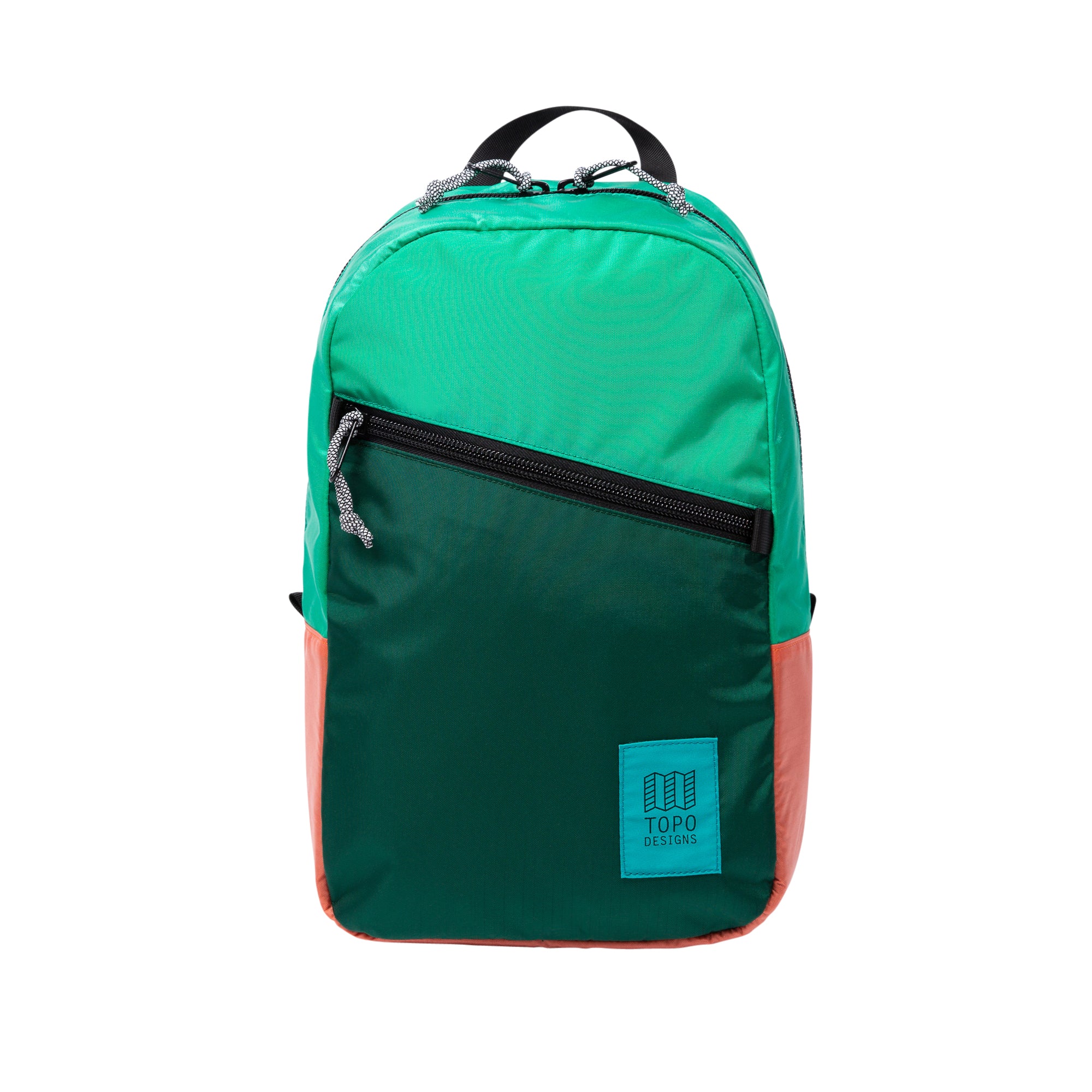Topo Designs Light Pack Backpack - Mint, Forest, Coral Colors | Water-Resistant Daypack for Hiking, Travel & Everyday Use