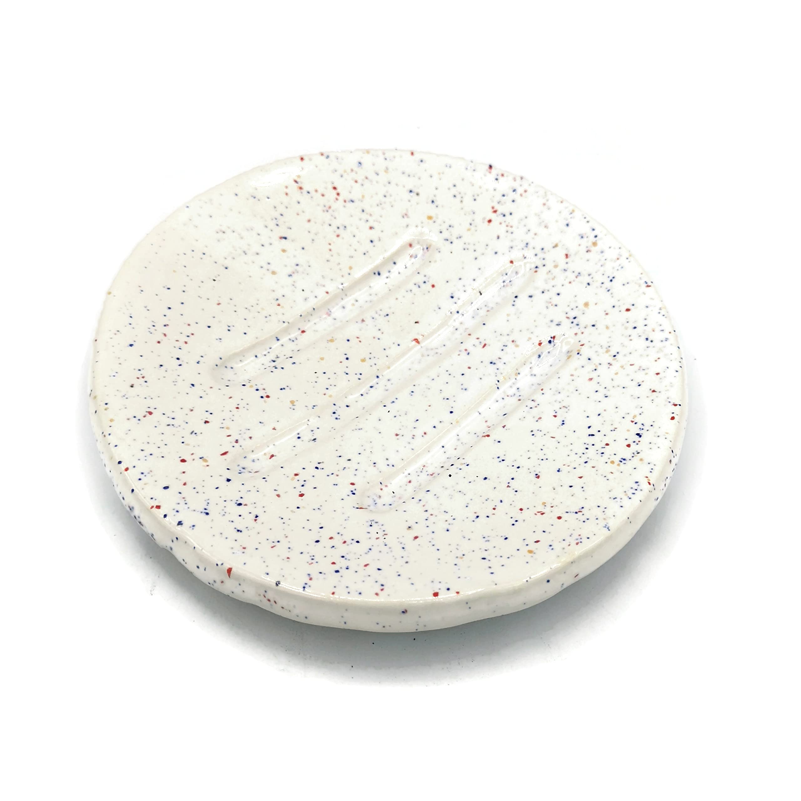 Handmade Ceramic Soap Dish with Drain Hole - Round Bathroom Organizer for Bar Soap | Perfect for Sink Countertops, Showers & Vanity Decor