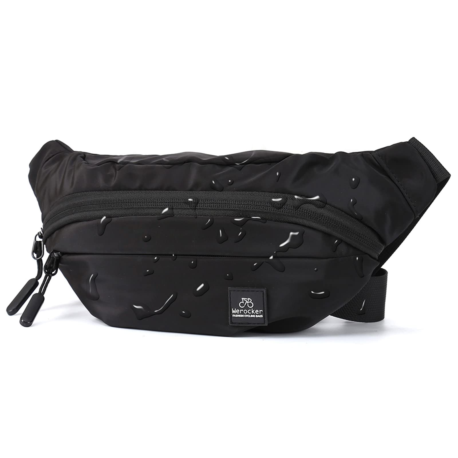 Waterproof Fanny Pack for Men & Women - Adjustable Waist Bag with Zipper, Plus Size Gym Belt for Running, Hiking, Travel & Outdoor Activities (Black)