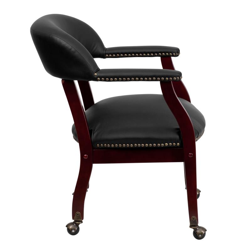 Premium FLASH Leather Office Conference Chair with Accent Nailhead Trim & Smooth-Rolling Casters - Ergonomic Executive Desk Chair for Home Office, Conference Rooms & Professional Workspaces