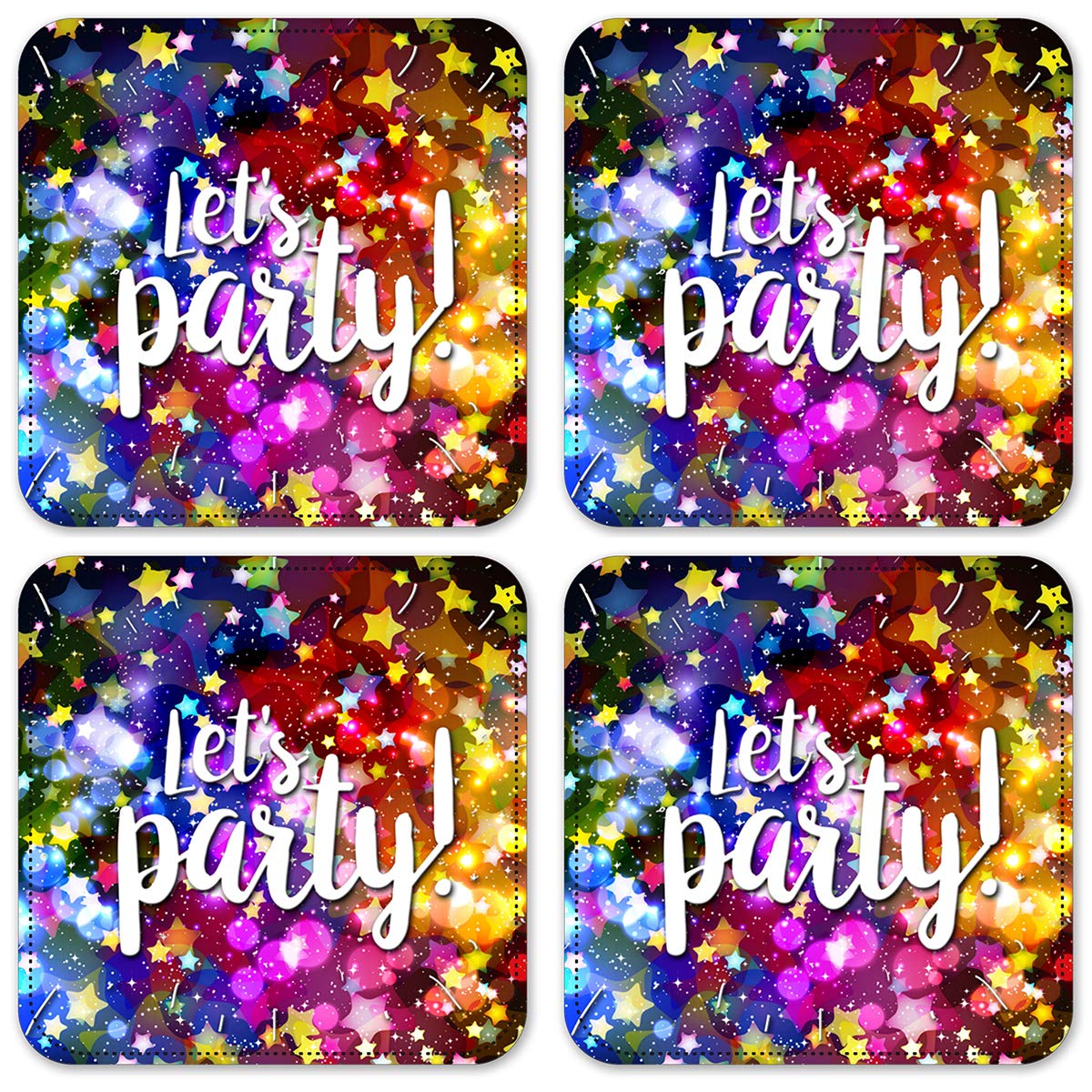 Vinyl Drink Coasters Set of 4 - Absorbent & Durable Bar Coasters for Parties, Home, Office - Protect Tables from Spills & Stains