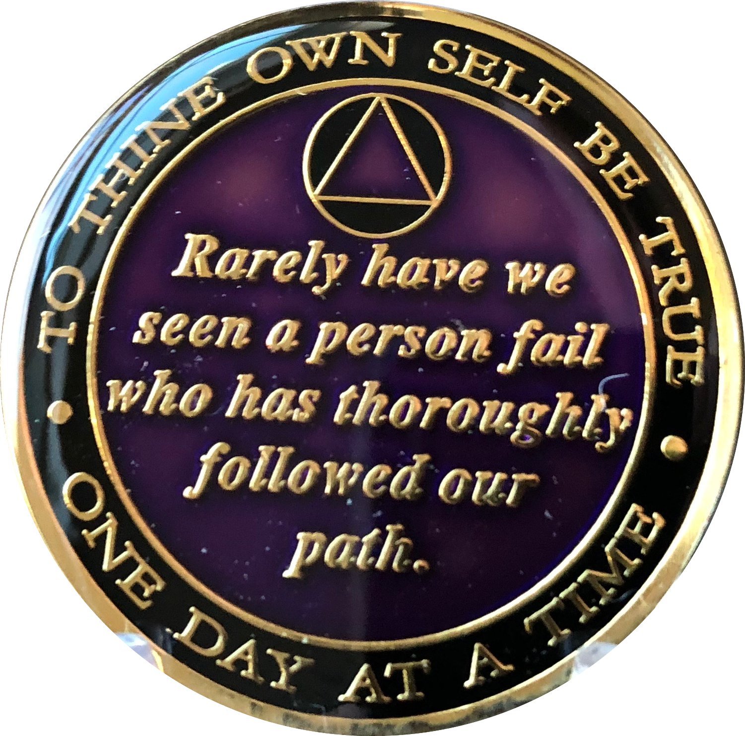 AA Founders Tri-Plate Medallion Purple Year 1-65 Bill & Bob Chip - Commemorative Alcoholics Anonymous Recovery Token for Anniversary Celebrations & Sobriety Milestones