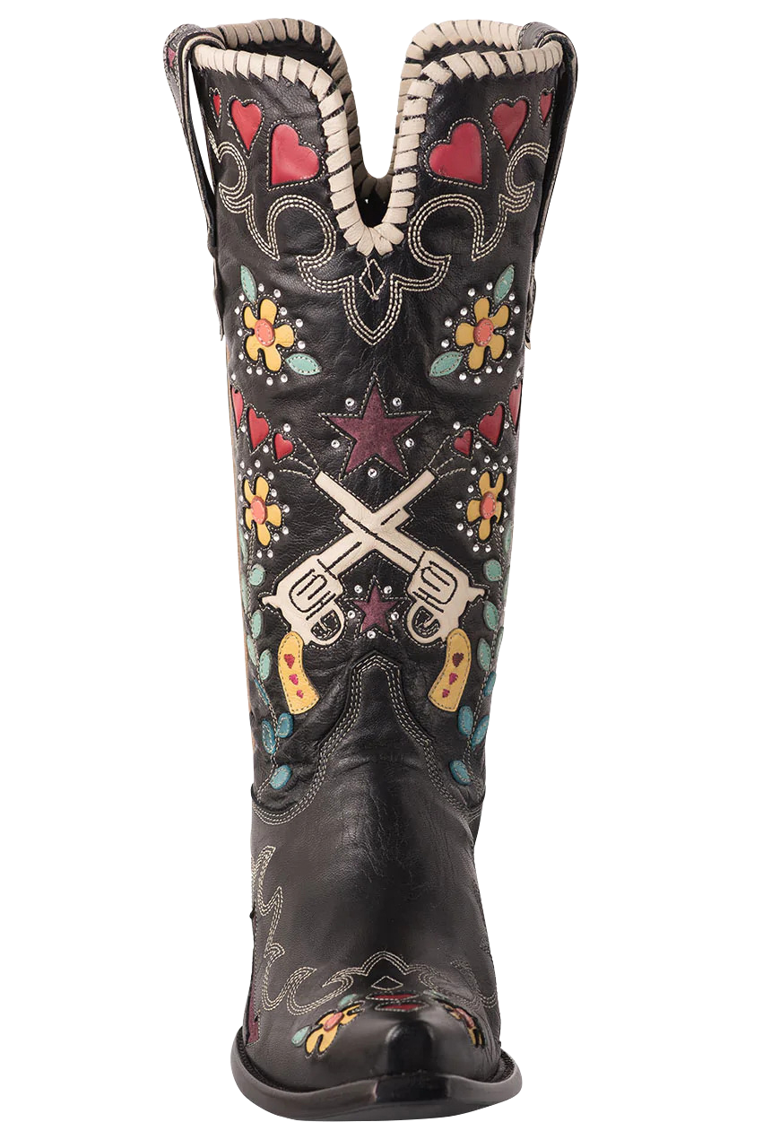 Old Gringo Double D Ranch Goat Bandit Cowgirl Boots for Women - Black Western Boots for Country Dancing, Rodeo & Cowgirl Fashion