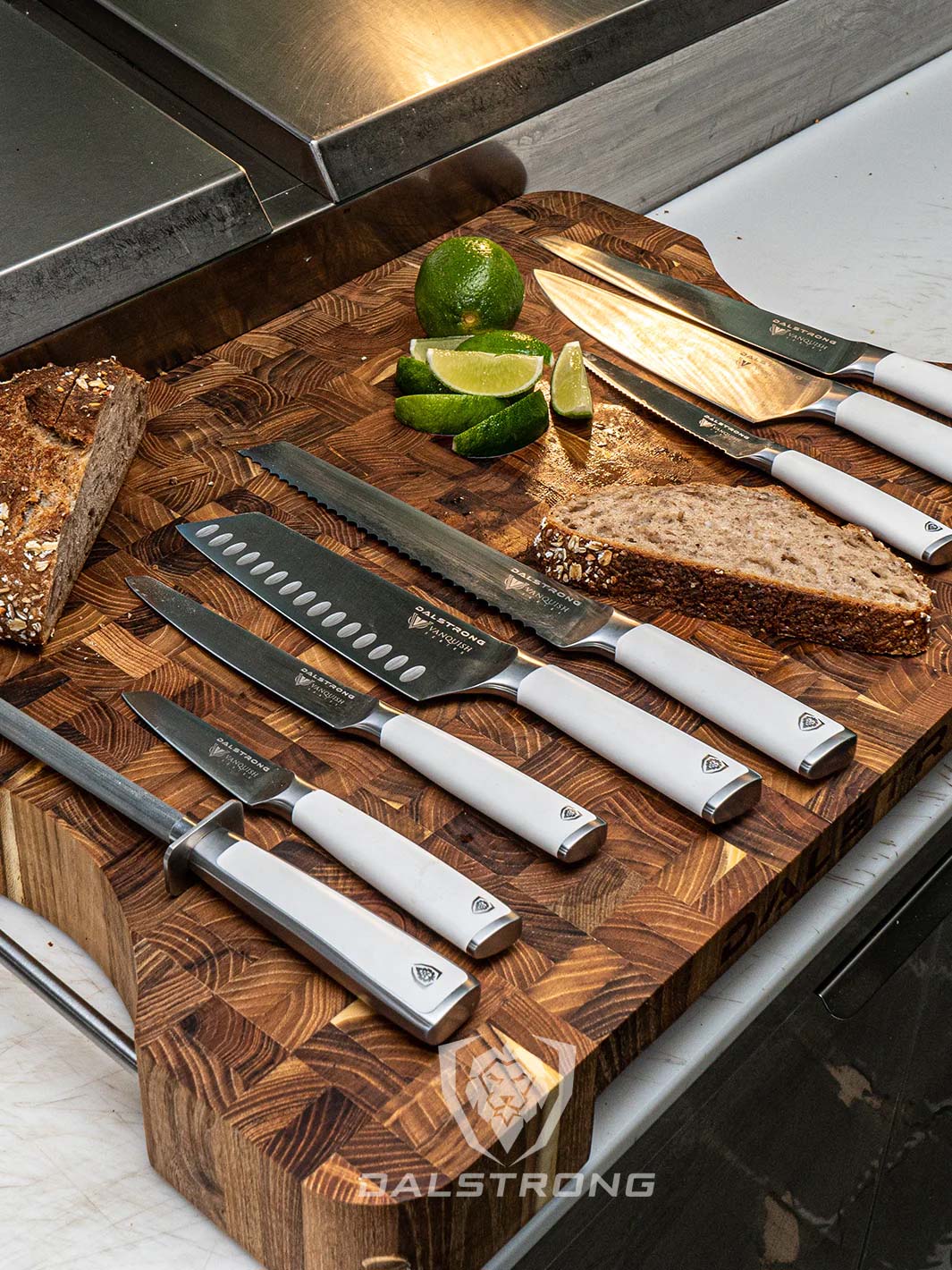 Dalstrong Vanquish Series 8-Piece Knife Block Set with White Handle - NSF Certified for Professional & Home Kitchen Use