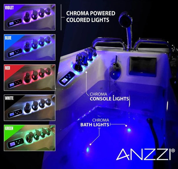 Anzzi 2753FLWL 27 x 53 Inch Left Drain Walk-In Bathtub with Whirlpool Air Jets & Waterfall Quick Fill - Ideal for Elderly & Mobility Limited Users, Spa-Like Relaxation at Home