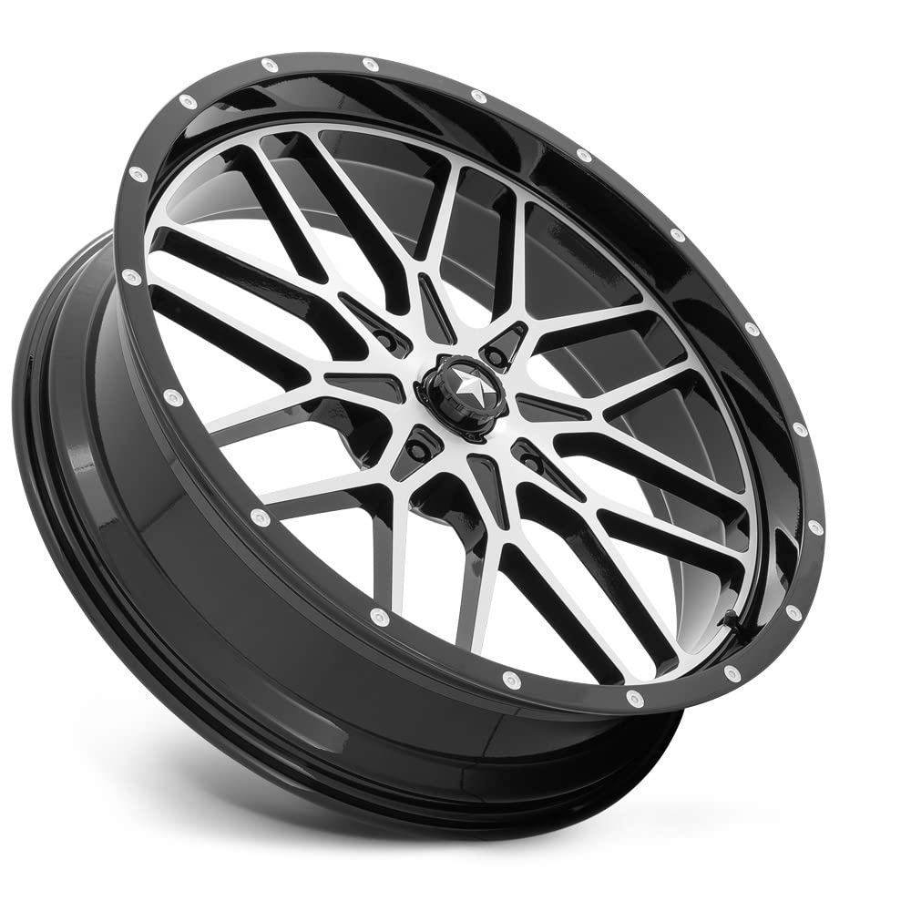 MA45 22X7 4X156 Black Machined Wheel - 00MM Offset - Perfect for Jeep Wrangler & Off-Road Vehicles