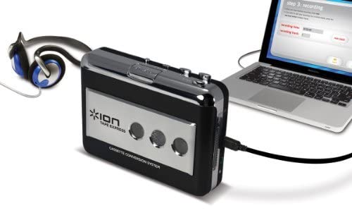 ION Tape Express Plus Cassette Player & Tape-to-Digital Converter with USB & 3.5mm Audio Output - Perfect for Digitizing Old Cassettes, Music Recording, and Audio Archiving