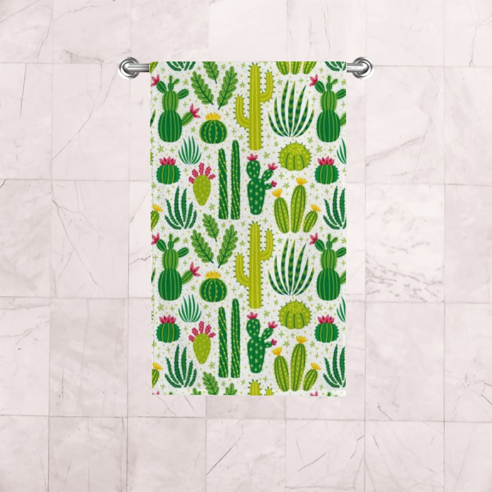 Vantaso 2-Pack Soft Absorbent Bath Hand Towels - Cactus Succulents Floral Design for Kitchen, Bathroom & Hotel Use | Quick-Drying Fingertip Towels Perfect for Summer, Spa Days & Guest Bathrooms