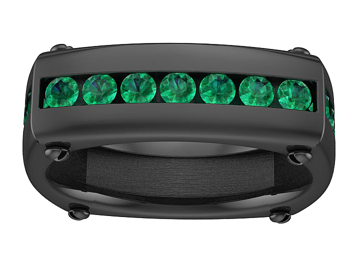 Unique Black Gold Emerald Men's Wedding Band - Elegant & Durable for Engagement, Anniversary & Special Occasions