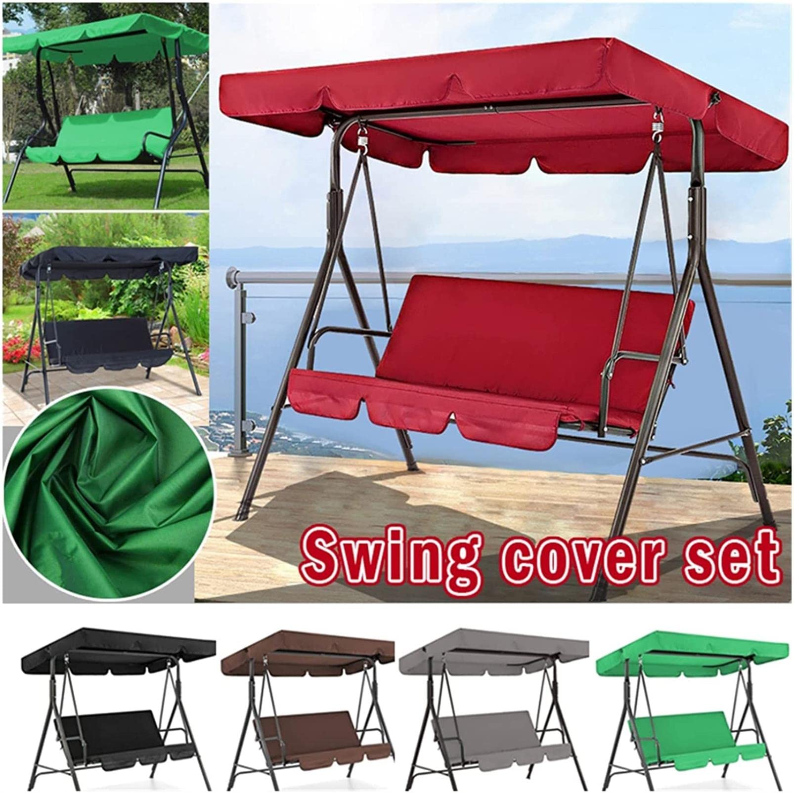 Waterproof 3-Seat Patio Swing Chair Covers - Outdoor Furniture Canopy & Cushion Cover Set for Garden, Hammock Replacement (Ideal for Backyard, Deck & Porch Protection)