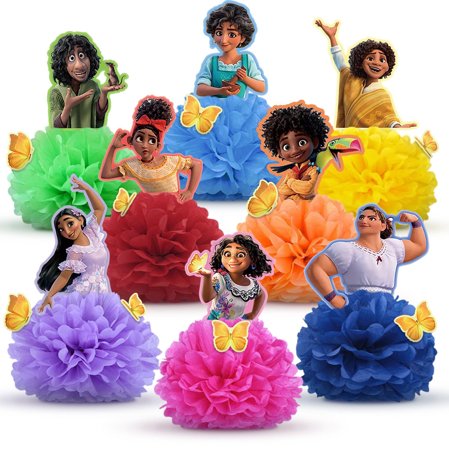 Encanto Birthday Party Supplies Set - 8 Phoenix Party Decorations with Isabella Centerpieces for Girls, Magic Table Flowers & Desk Decor - Perfect for Kids' Birthday Parties, Baby Showers & Themed Events