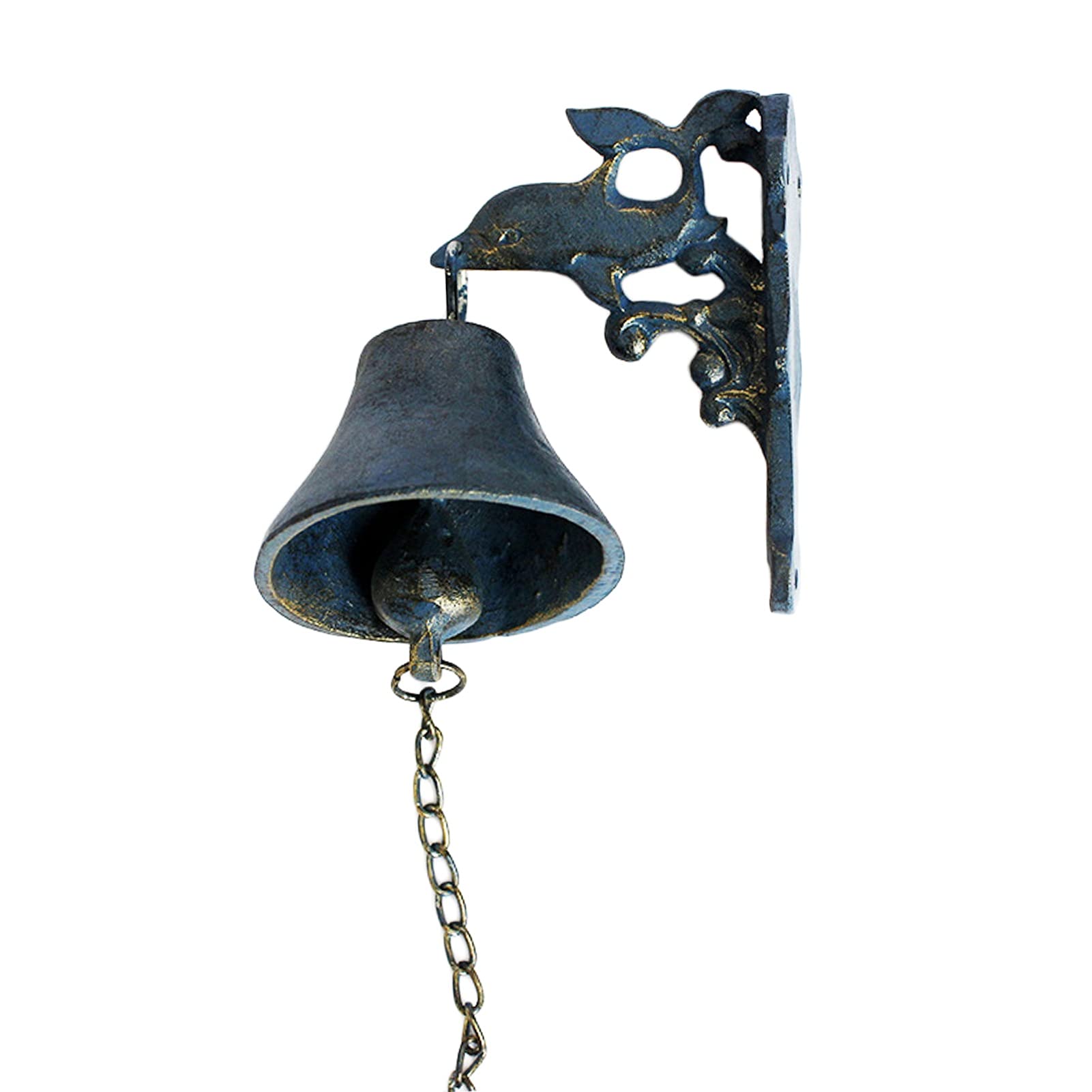 HINZJX Cast Iron Dolphin Doorbell - Handmade Lucky Chime Bell for Indoor & Outdoor Use, Wall Hanging Decorative Dinner Bell with Manual Ringing - Perfect for Home Entryway, Garden, Restaurant, and Farmhouse Decor