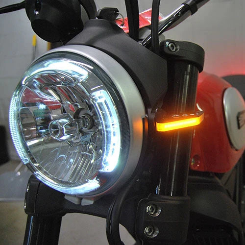 Ducati Scrambler Front Turn Signals LED Lights - Compatible with 2015-2022 Models - High Visibility Motorcycle Indicators for Day & Night Riding