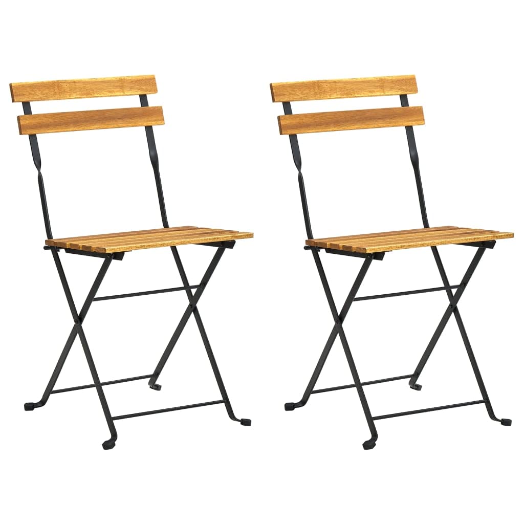 FAMIROSA 2-Pack Folding Patio Chairs - Steel Frame with Solid Acacia Wood - 22 lbs - Outdoor Furniture for Garden, Poolside, and Backyard Relaxation