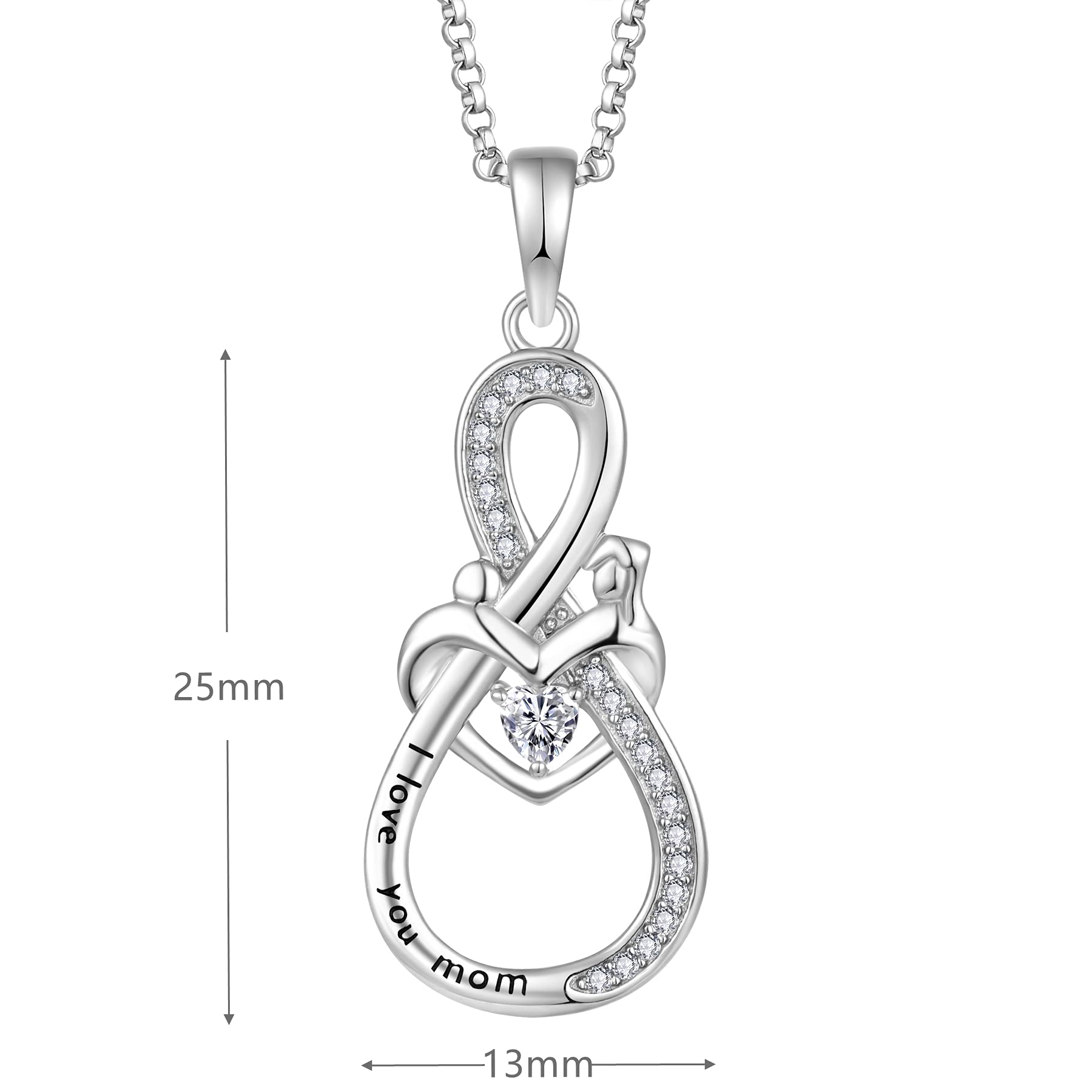 925 Sterling Silver Mom Necklace - Best Jewelry Gift for Women (Birthday/Christmas) - Perfect for Wife, Grandma & Mother's Day