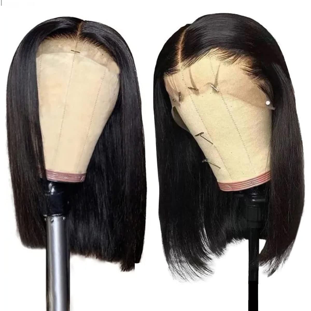 14 Inch Short Bob Wig Straight 13x4 HD Transparent Lace Front Human Hair Wig - 150% Density Glueless Lace Frontal Wig with Pre-Plucked Baby Hair for Black Women (Natural Color) | Perfect for Daily Wear, Cosplay & Special Occasions