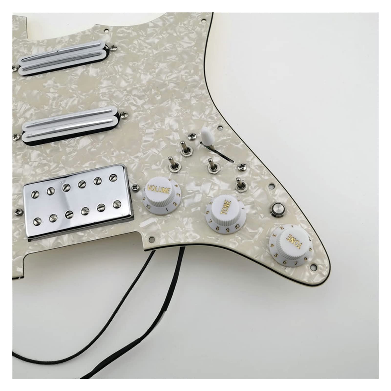 Premium Double Capacitor SSH Humbucker Pickups with Pickguard Wiring Kit - Compatible with Stratocaster Style Guitars - Perfect for Upgrading Tone & Reducing Noise in Rock, Blues & Jazz Performances