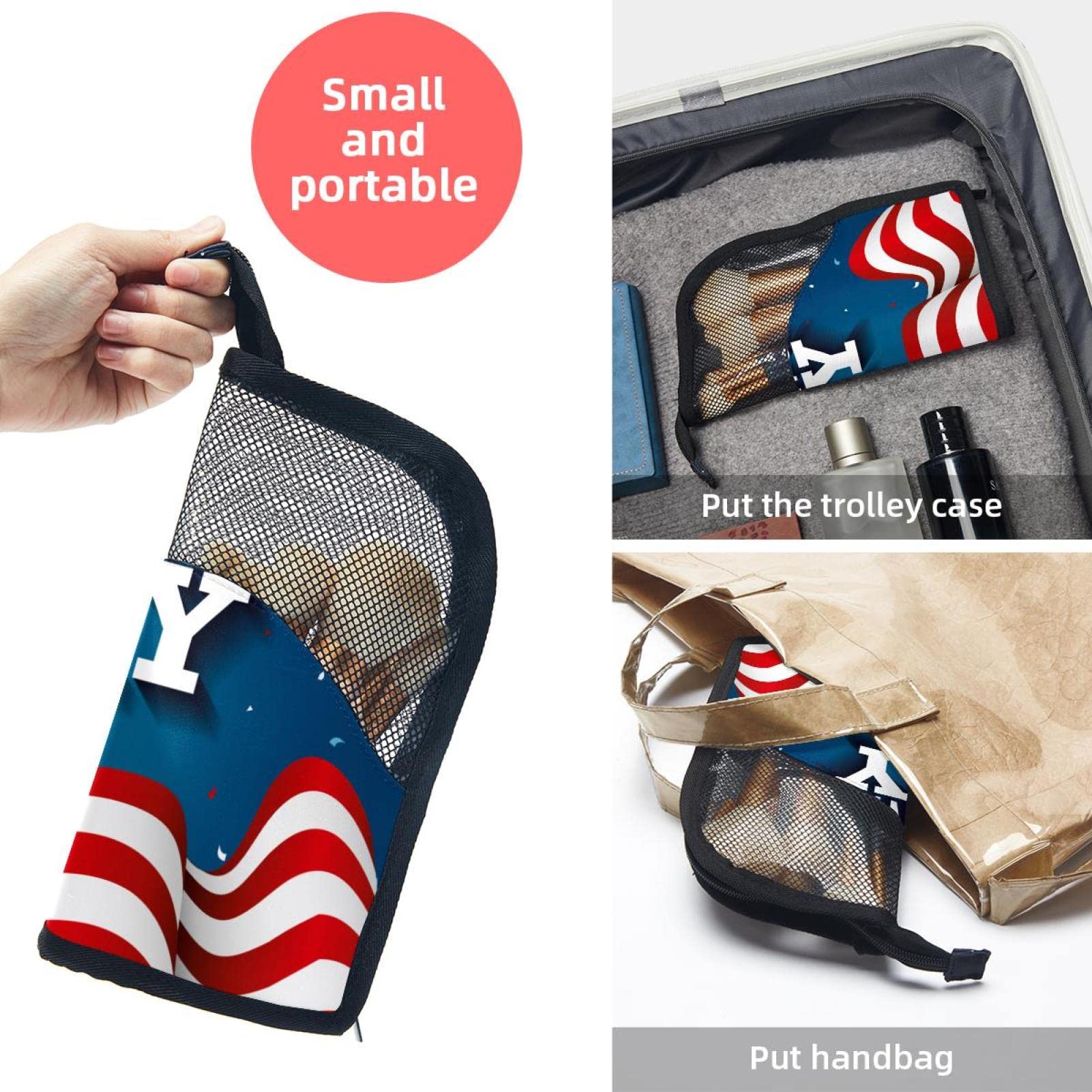 Premium 12-Piece Makeup Brush Organizer Bag with American Flag Design - Portable Travel Cosmetic Brush Holder Case for Professional Artists & Home Use