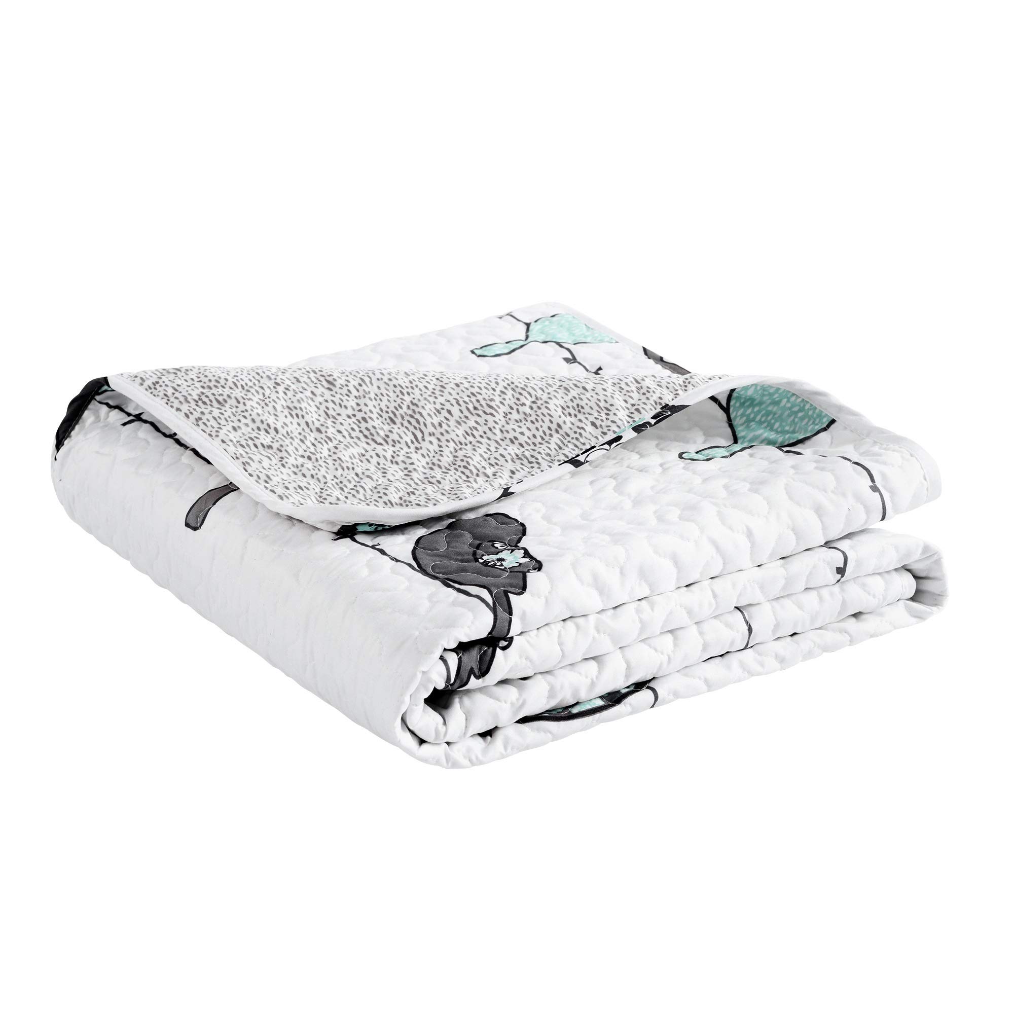 Lush Decor Blue & Gray Throw Blanket 60x50 - Cozy for Sofa & Bed