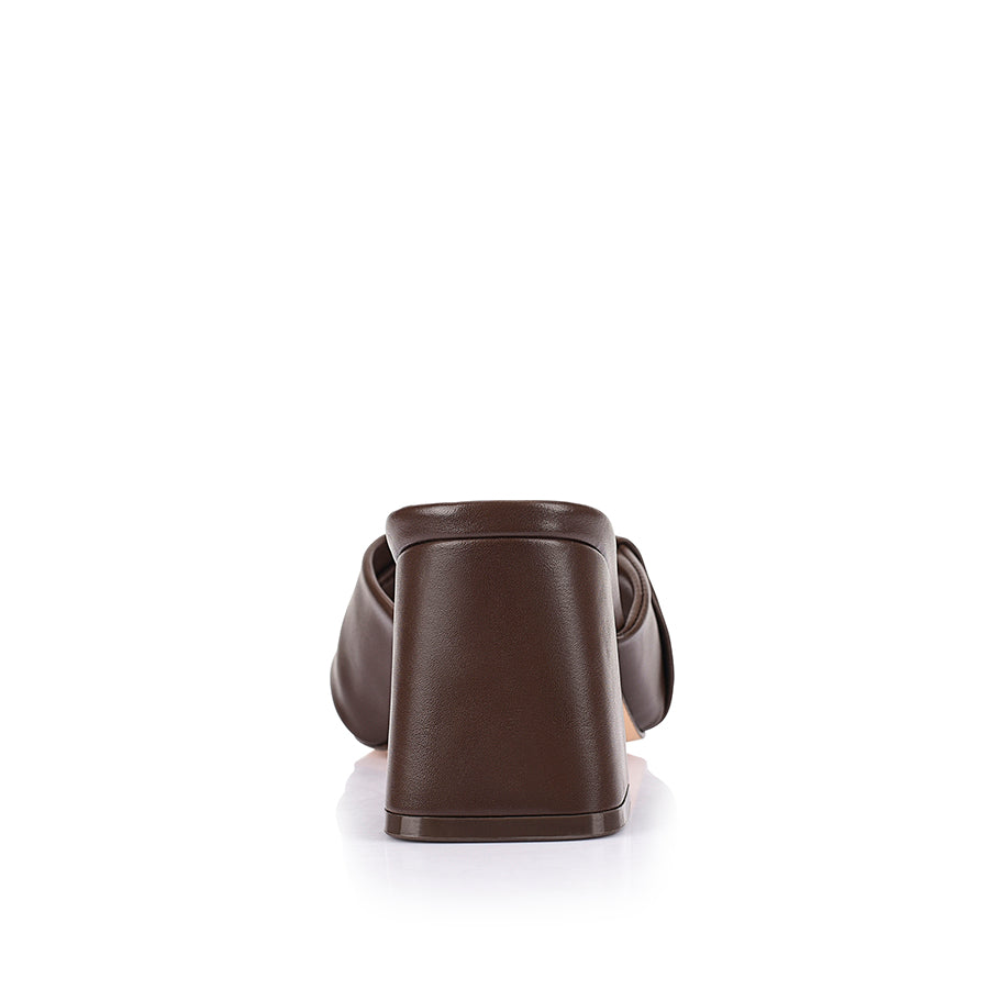 Stella Block Heel Mules for Women - Comfortable Chunky Heel Slides in Chocolate Brown | Perfect for Office, Date Night & Casual Outfits
