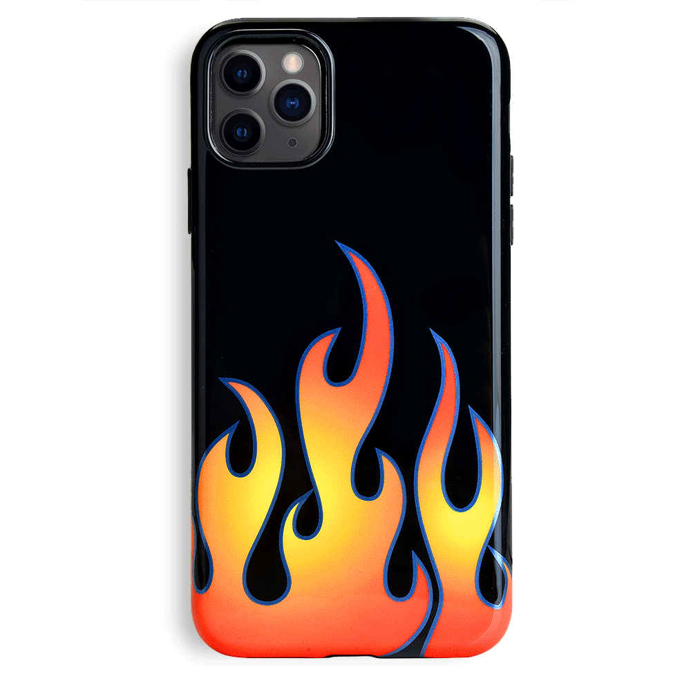 Blue Chrome Flames iPhone Case - Stylish Protective Cover for iPhone 13/14/15 Pro Max - Durable Shockproof Slim Design - Perfect for Everyday Use, Travel & Outdoor Activities