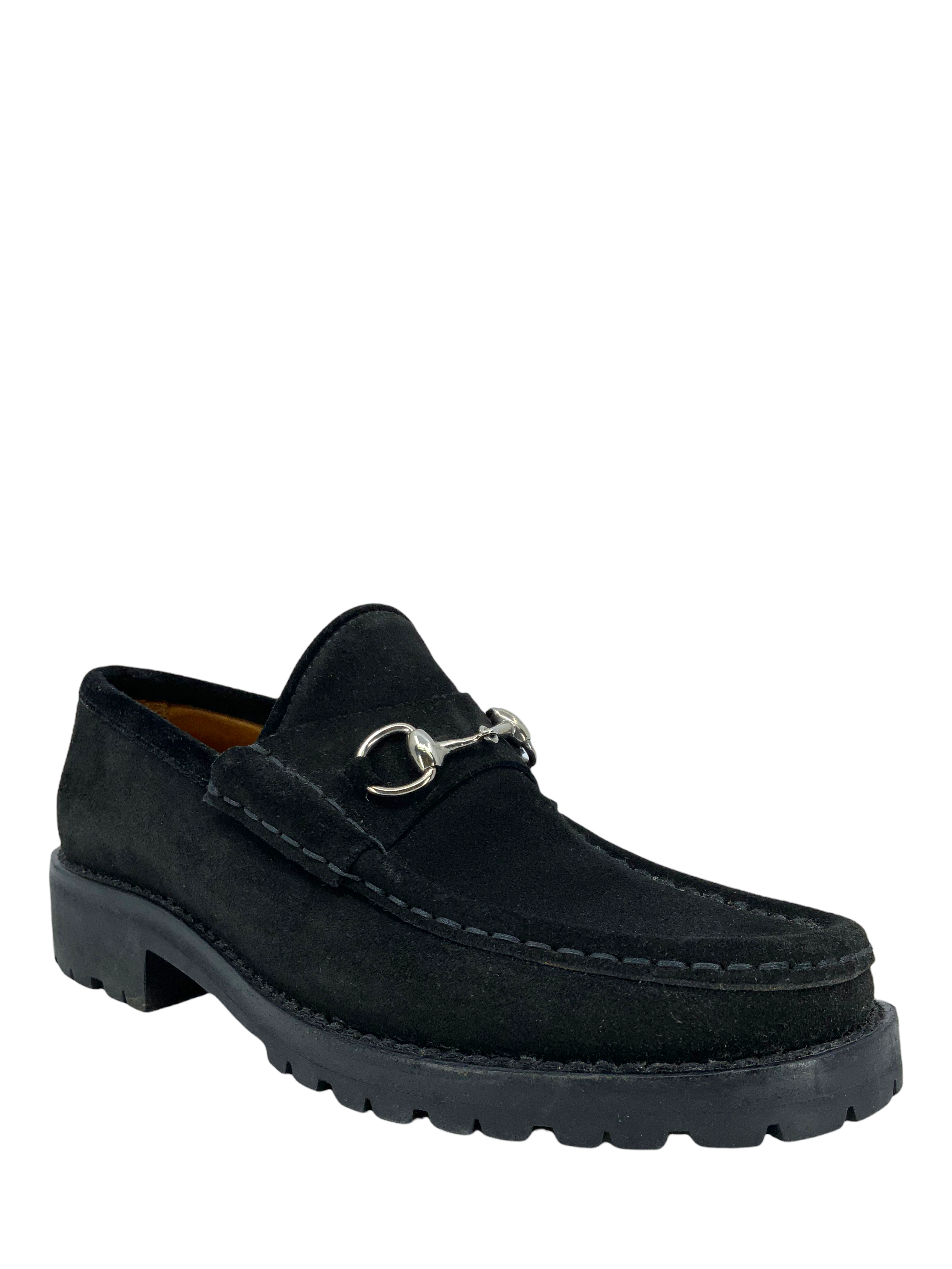 Gucci Classic Horsebit Suede Lug Sole Loafers Women's Size 6.5 - Premium Italian Leather Slip-On Shoes for Work, Office & Dressy Occasions