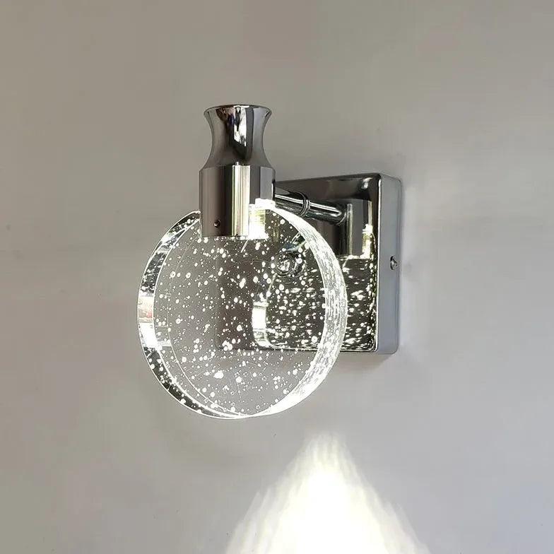 Round Bubble Transparent Metal LED Wall Light - Modern Dimmable Indoor/Outdoor Lighting for Living Room, Bedroom, Patio & Garden Decor