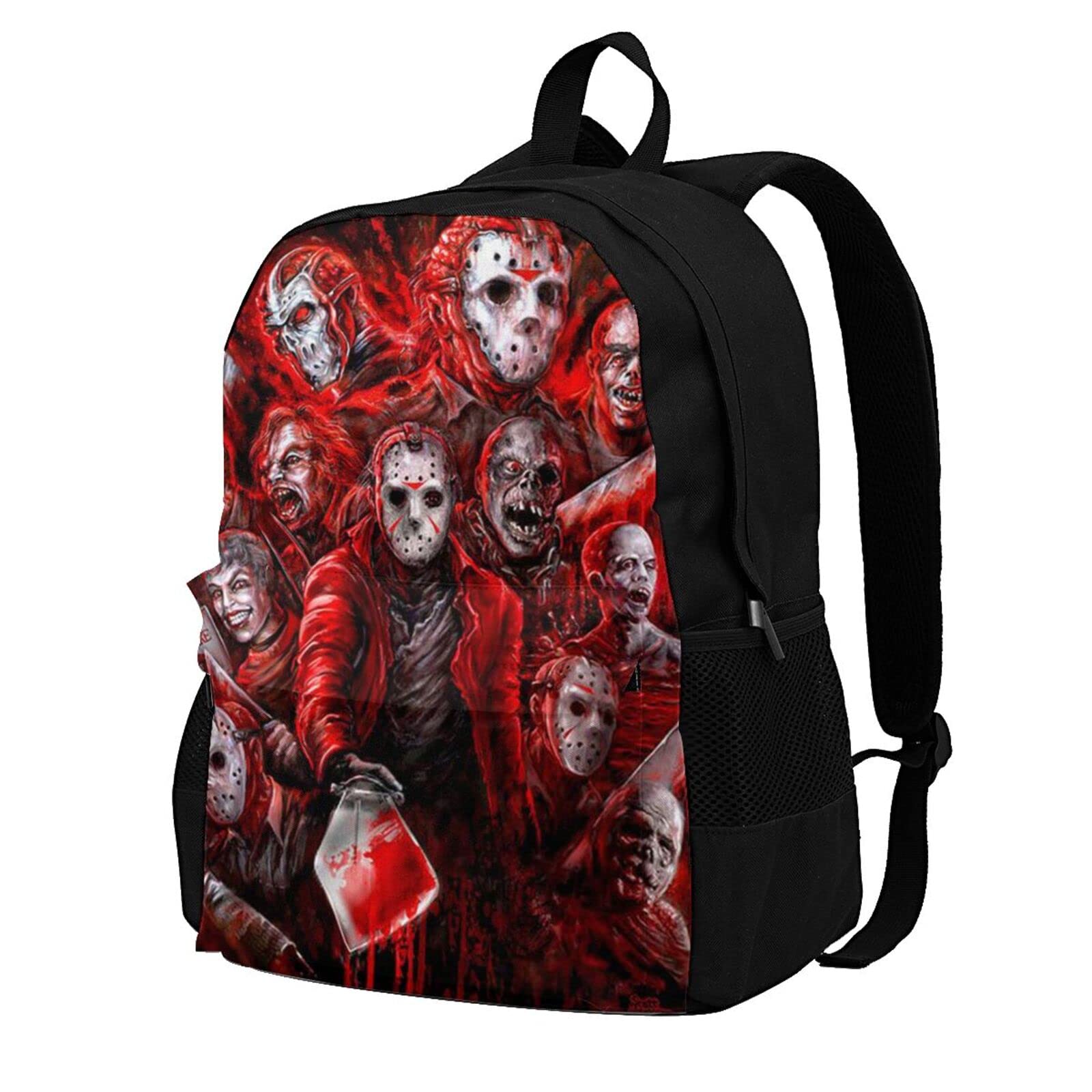 Horror Movie Character Backpack for Adults - Large Capacity Travel Backpack, Durable School Laptop Backpack for College Students (Black) - Perfect for Halloween Cosplay, Comic Con & Everyday Use
