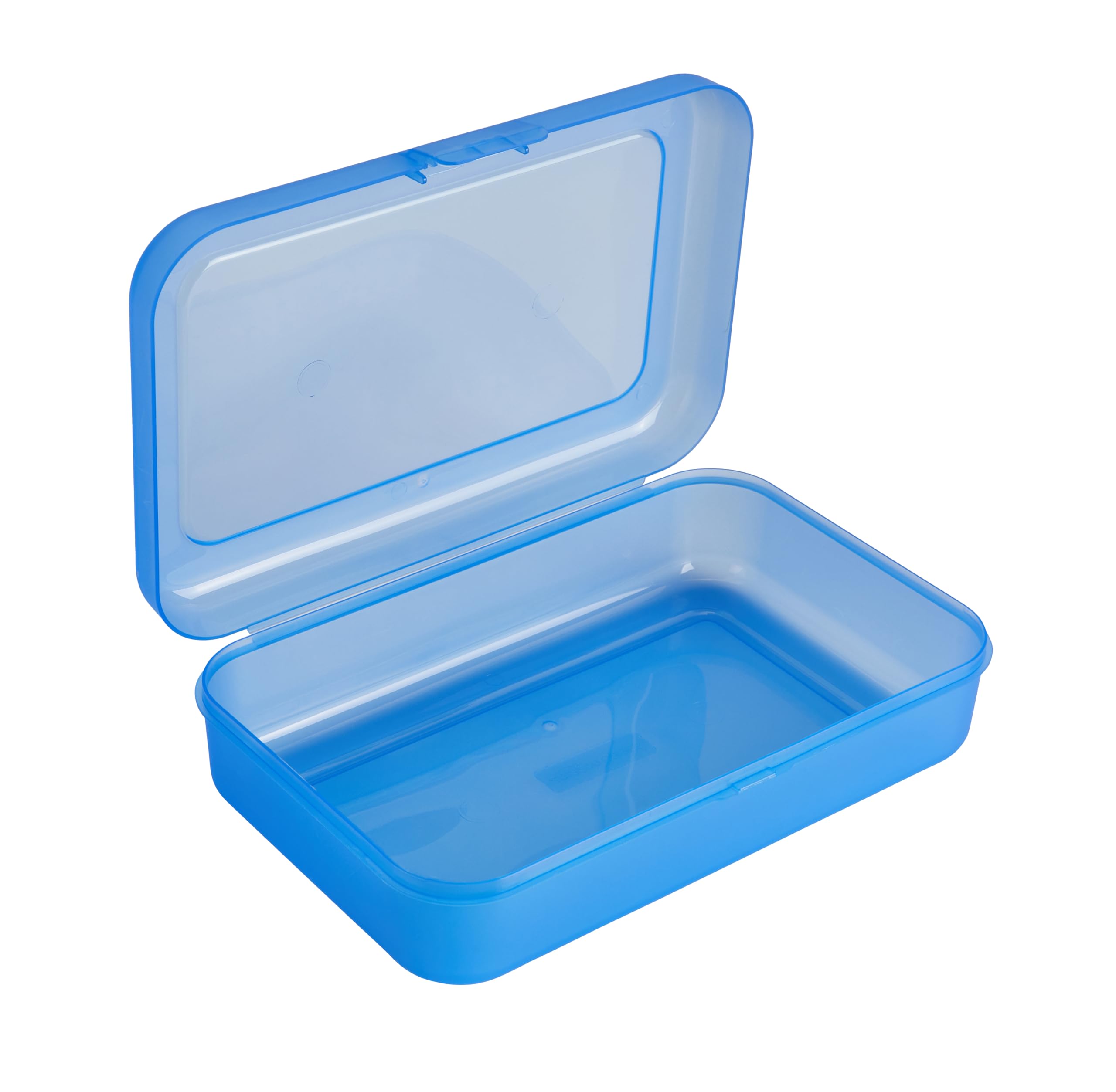 Amazon Basics Pencil Box - 1-Pack Blue Solid Plastic Storage Case for School, Office & Art Supplies | Perfect for Students, Teachers & Artists