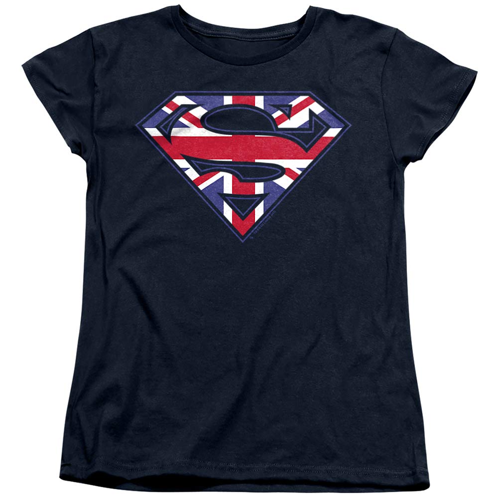 Superman Great Britain Shield Women's T-Shirt | British Superhero Graphic Tee | Casual Wear & Cosplay Outfit