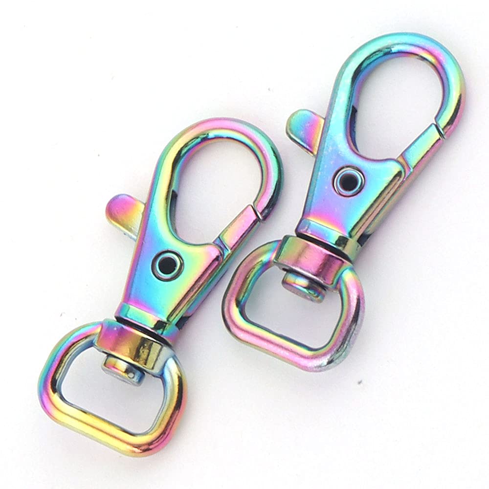 Rainbow Swivel Snap Hook Clasps 6-Pack - Keychain, Bag & Lanyard Clip for Keys & Accessories