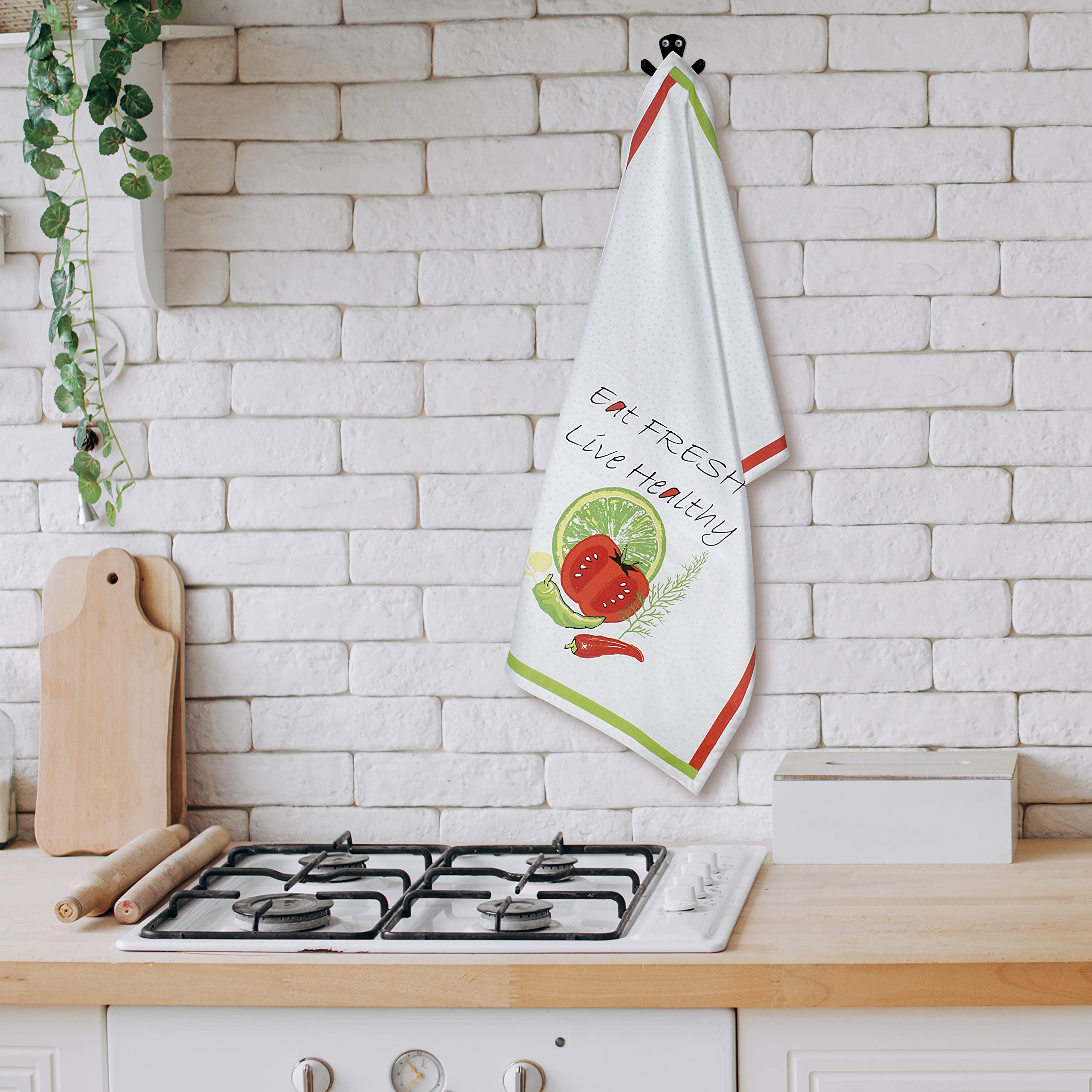 Premium Cotton Kitchen Towels Set of 6 - Super Absorbent & Soft for Cooking, Cleaning & Drying Dishes