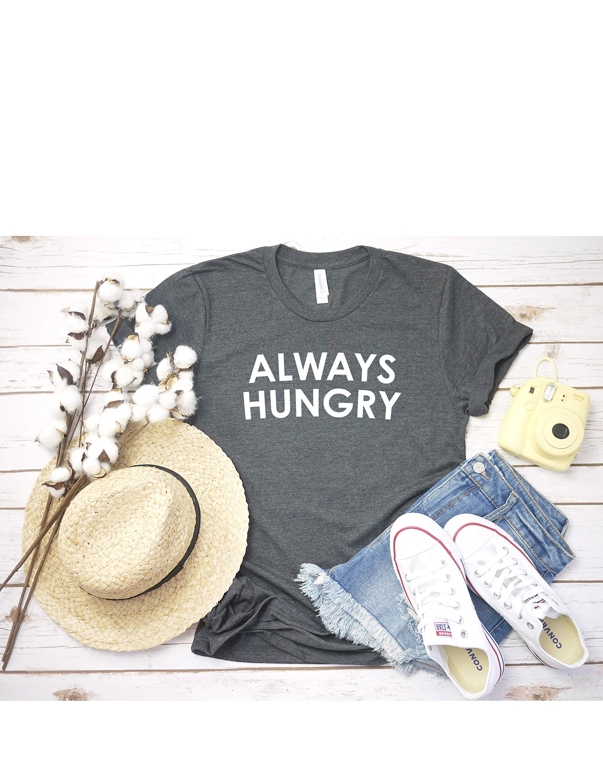 Always Hungry T-Shirt for Women | Food Lover & Snack Lover Graphic Tee | Casual Short Sleeve Top | Perfect for Cafes, Food Festivals & Casual Outings