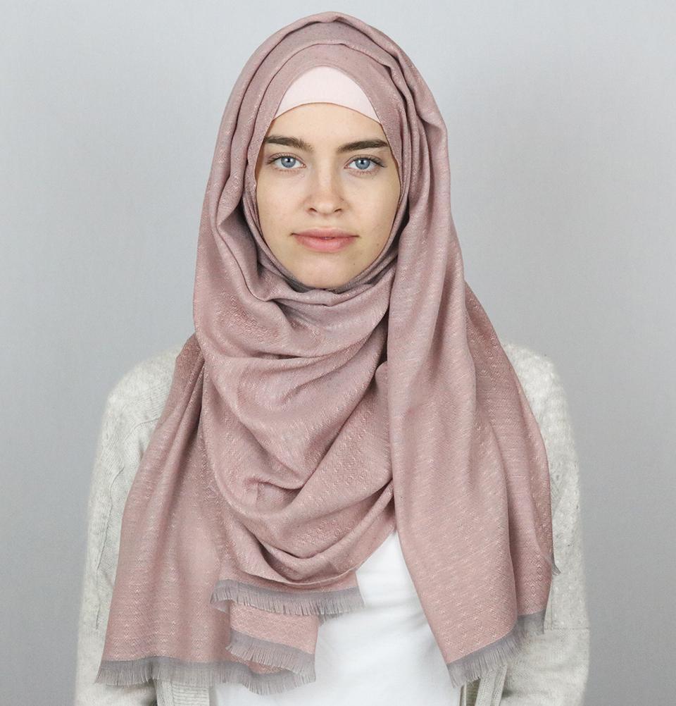 Aker Jacquard Hijab Shawl - Soft Pink 1023BRL | Elegant Muslim Headscarf for Women | Perfect for Daily Wear, Prayer & Special Occasions